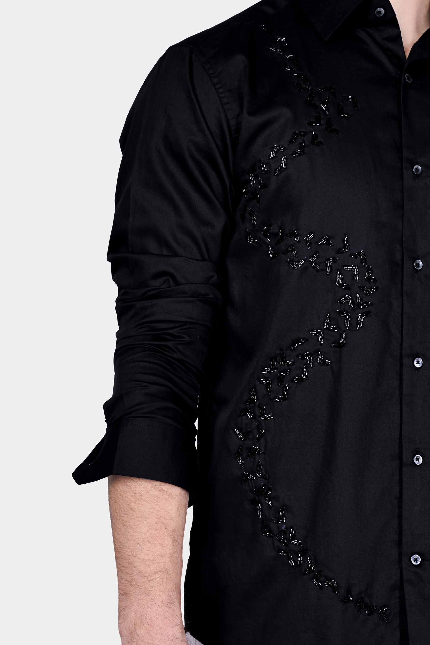 Jade Black Tikki Work Hand Stitched Subtle Sheen Super Soft Premium Cotton Designer Shirt 11536-BLK-E282-38, 11536-BLK-E282-H-38, 11536-BLK-E282-39, 11536-BLK-E282-H-39, 11536-BLK-E282-40, 11536-BLK-E282-H-40, 11536-BLK-E282-42, 11536-BLK-E282-H-42, 11536-BLK-E282-44, 11536-BLK-E282-H-44, 11536-BLK-E282-46, 11536-BLK-E282-H-46, 11536-BLK-E282-48, 11536-BLK-E282-H-48, 11536-BLK-E282-50, 11536-BLK-E282-H-50, 11536-BLK-E282-52, 11536-BLK-E282-H-52