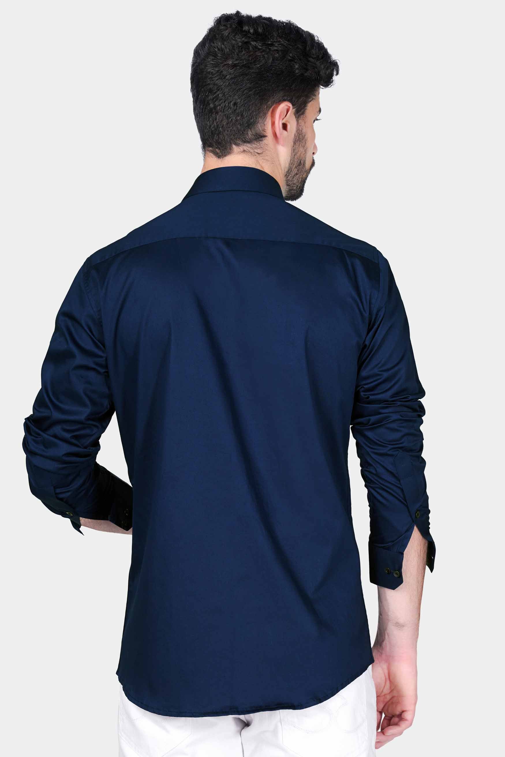 Cloud Burst Blue Moti Work Hand Stitched Subtle Sheen Super Soft Premium Cotton Designer Shirt