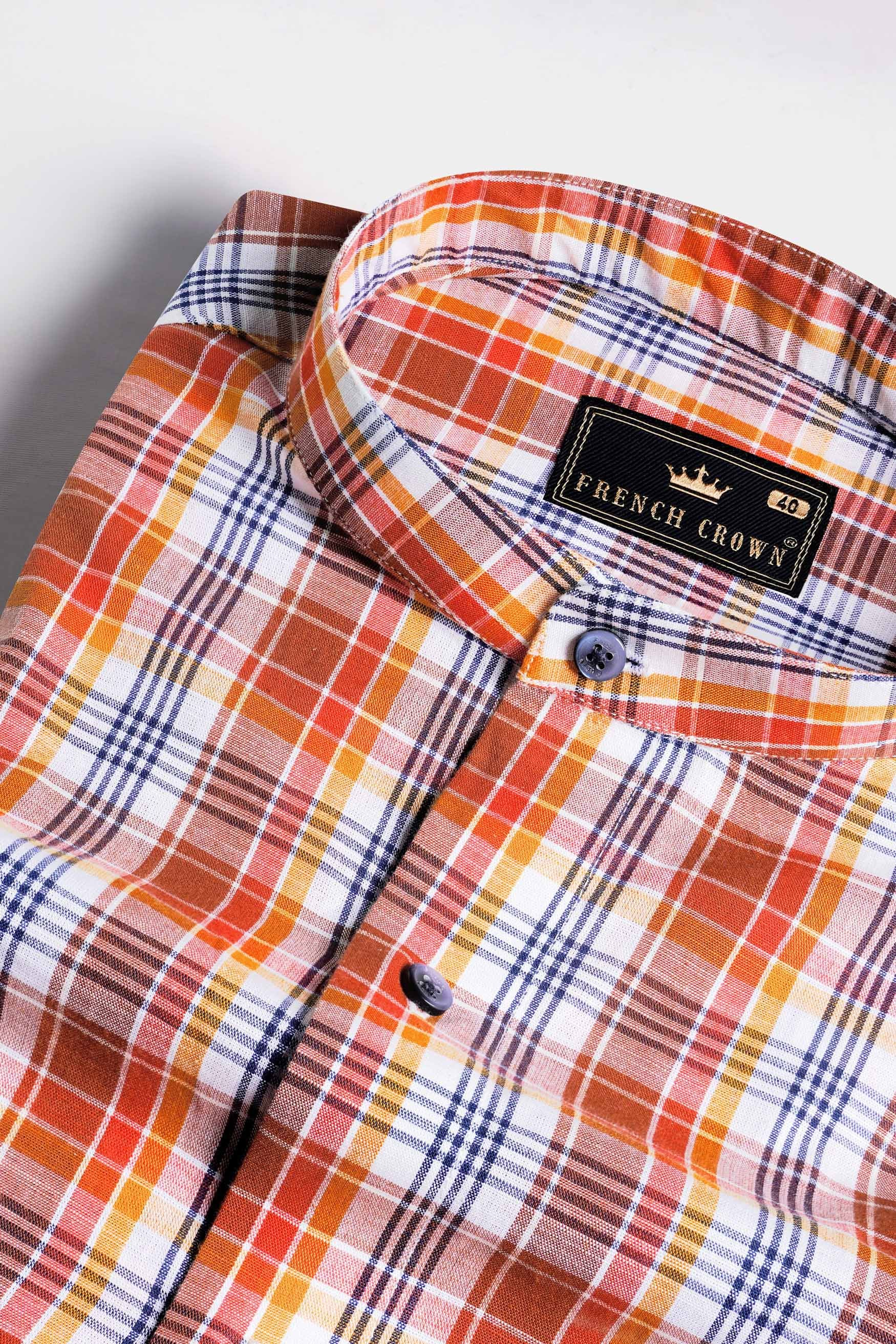 Cognac Brown and White Multicolour Checkered Premium Cotton Shirt 11573-M-BLE-38, 11573-M-BLE-H-38, 11573-M-BLE-39, 11573-M-BLE-H-39, 11573-M-BLE-40, 11573-M-BLE-H-40, 11573-M-BLE-42, 11573-M-BLE-H-42, 11573-M-BLE-44, 11573-M-BLE-H-44, 11573-M-BLE-46, 11573-M-BLE-H-46, 11573-M-BLE-48, 11573-M-BLE-H-48, 11573-M-BLE-50, 11573-M-BLE-H-50, 11573-M-BLE-52, 11573-M-BLE-H-52