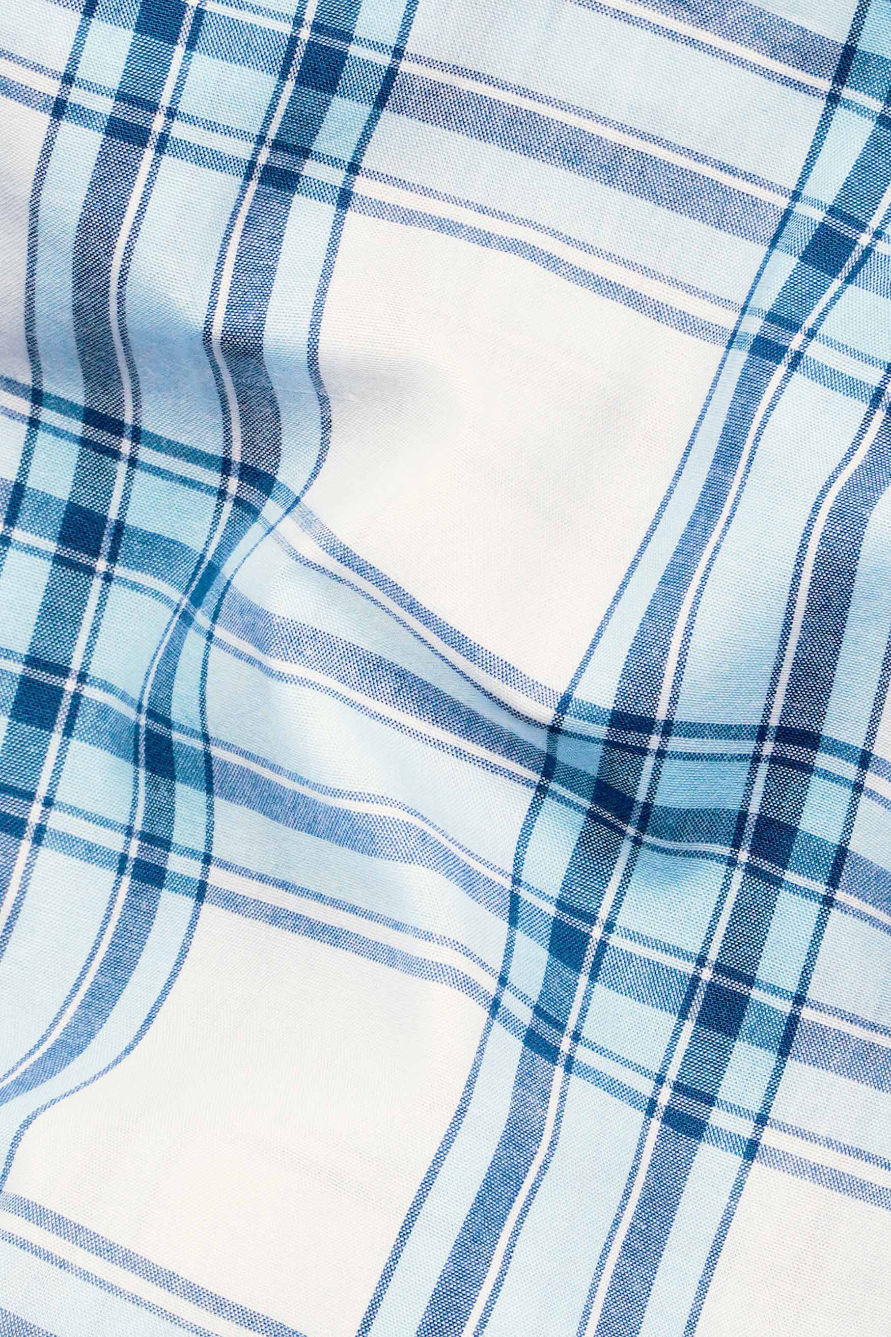 Bright White with Tufts Blue Plaid Premium Cotton Shirt 11574-38, 11574-H-38, 11574-39, 11574-H-39, 11574-40, 11574-H-40, 11574-42, 11574-H-42, 11574-44, 11574-H-44, 11574-46, 11574-H-46, 11574-48, 11574-H-48, 11574-50, 11574-H-50, 11574-52, 11574-H-52
