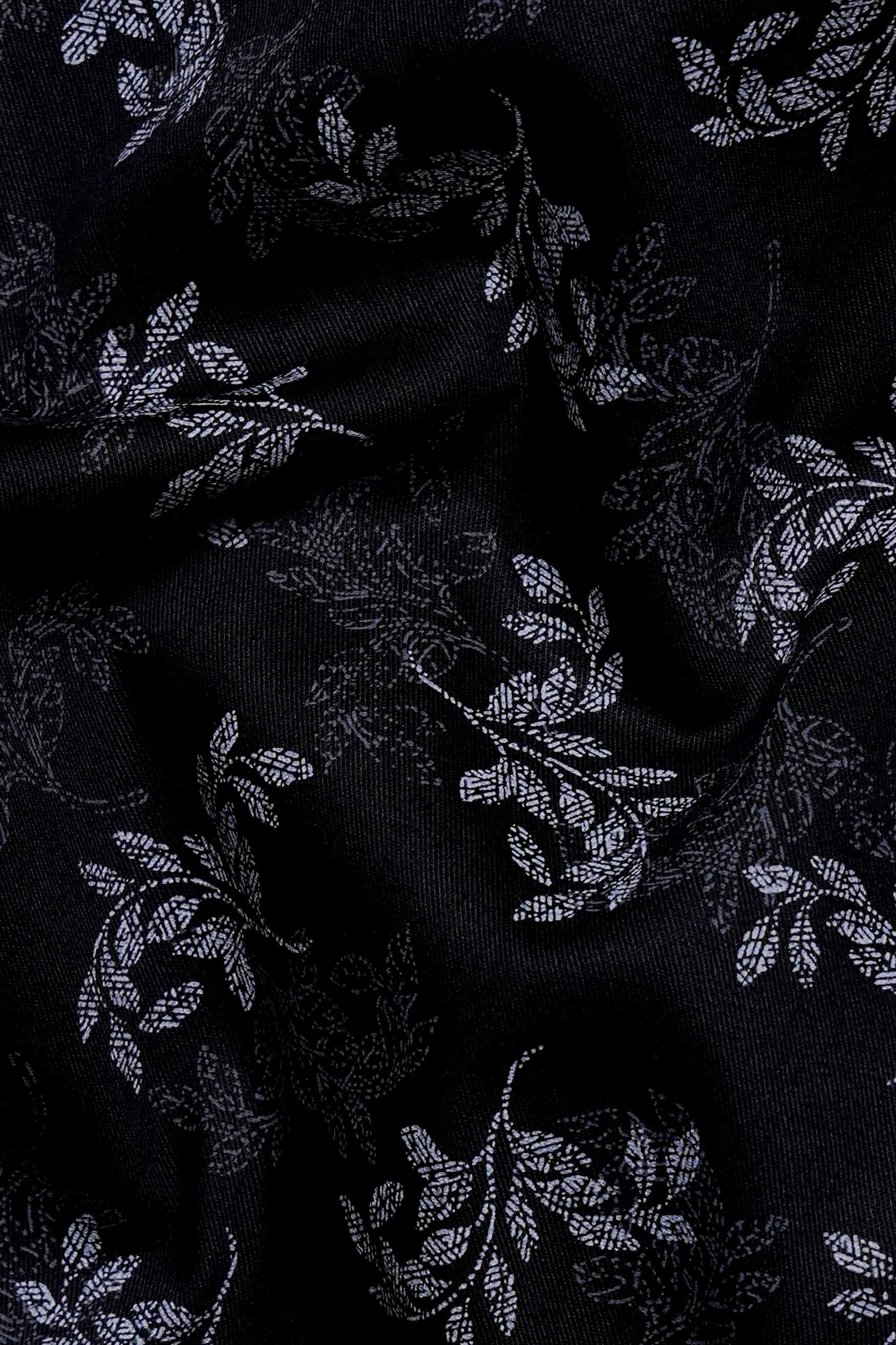 Jade Black with Nickel Gray and Ebony Blue Leaves Printed Subtle Sheen Super Soft Premium Cotton Designer Shirt 11585-P502-38, 11585-P502-H-38, 11585-P502-39, 11585-P502-H-39, 11585-P502-40, 11585-P502-H-40, 11585-P502-42, 11585-P502-H-42, 11585-P502-44, 11585-P502-H-44, 11585-P502-46, 11585-P502-H-46, 11585-P502-48, 11585-P502-H-48, 11585-P502-50, 11585-P502-H-50, 11585-P502-52, 11585-P502-H-52
