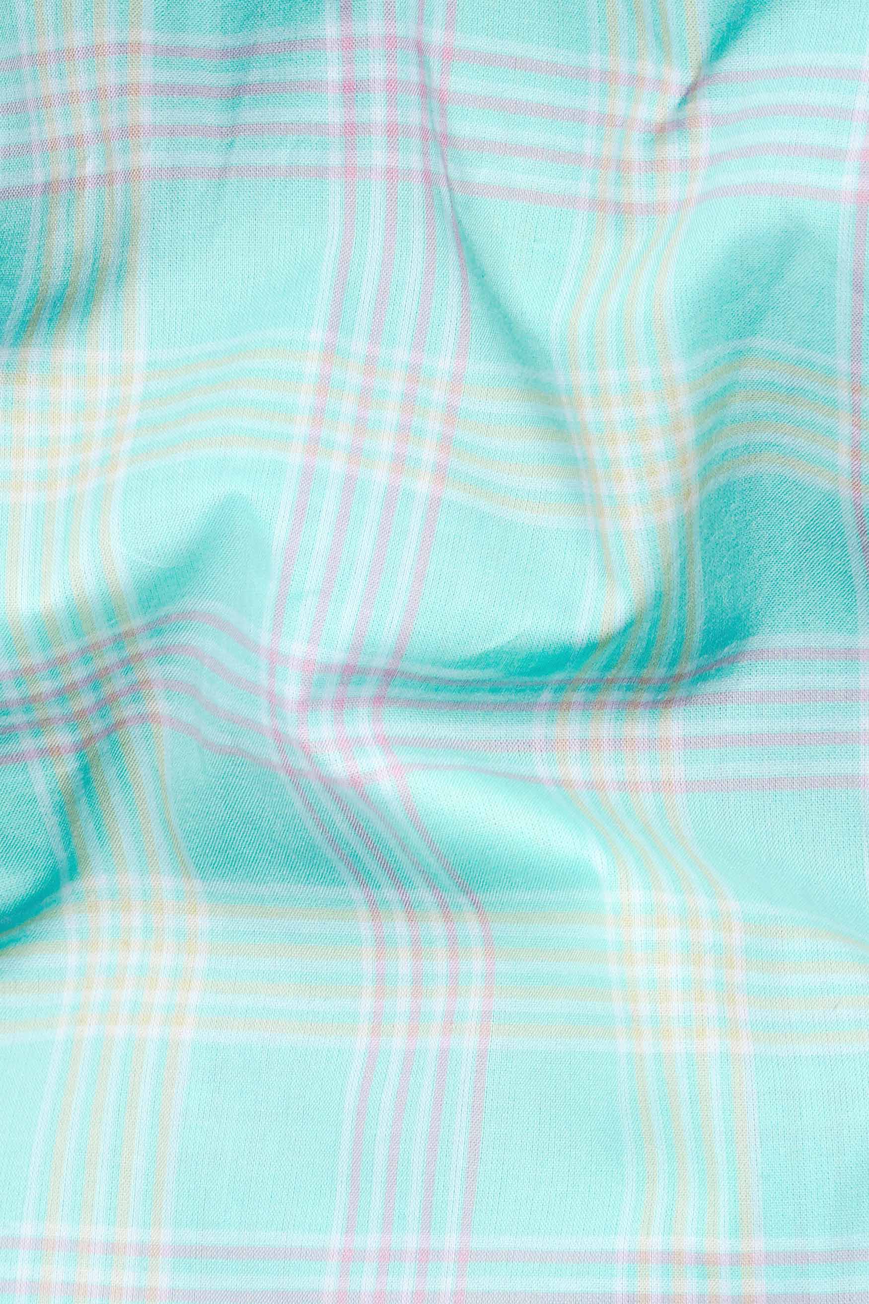 Blizzard Blue with Lilac Purple and Buff Yellow Checkered Premium Cotton Shirt 11592-38, 11592-H-38, 11592-39, 11592-H-39, 11592-40, 11592-H-40, 11592-42, 11592-H-42, 11592-44, 11592-H-44, 11592-46, 11592-H-46, 11592-48, 11592-H-48, 11592-50, 11592-H-50, 11592-52, 11592-H-52