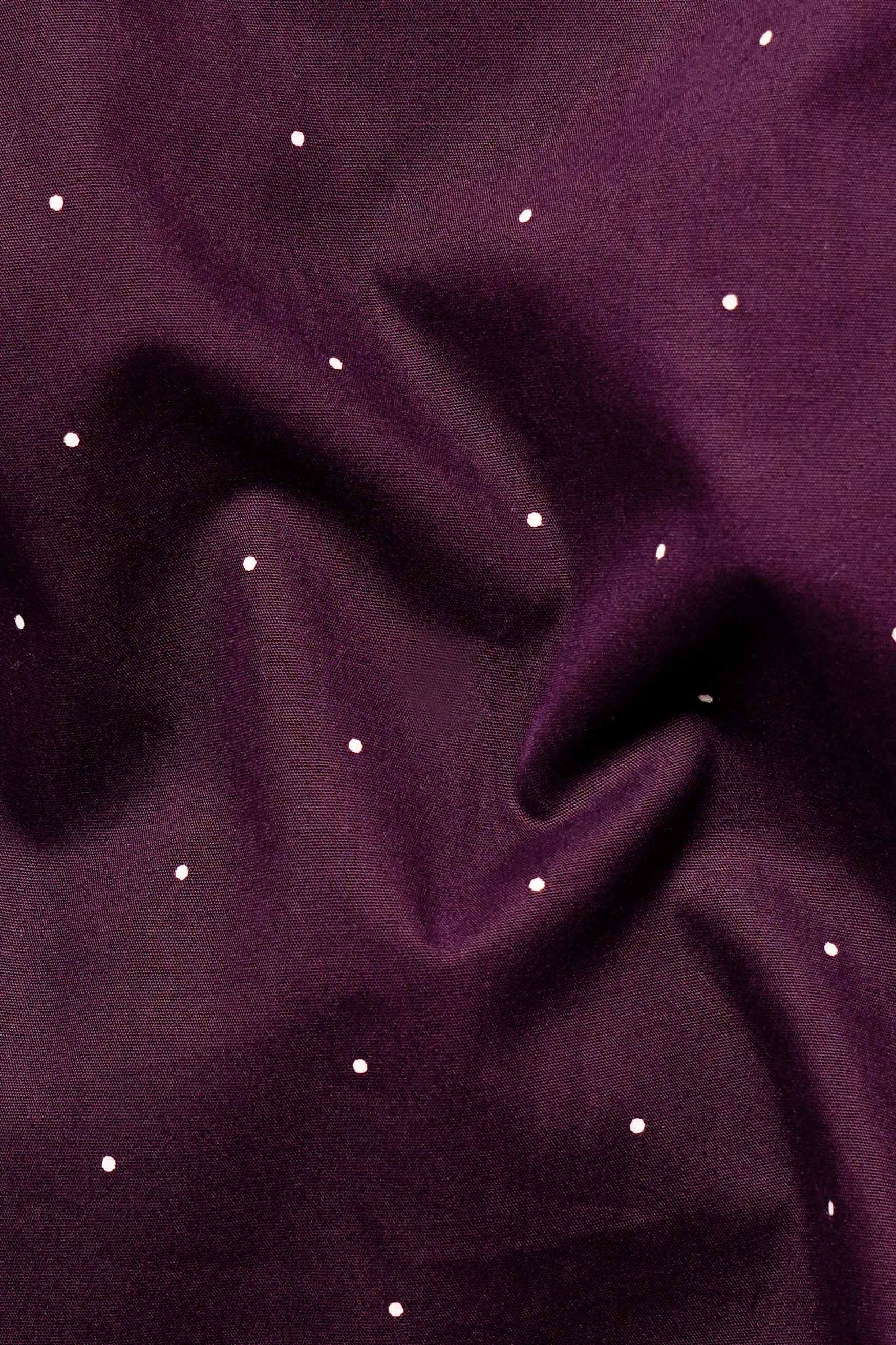 Eggplant Wine with White Dotted Twill Premium Cotton Shirt