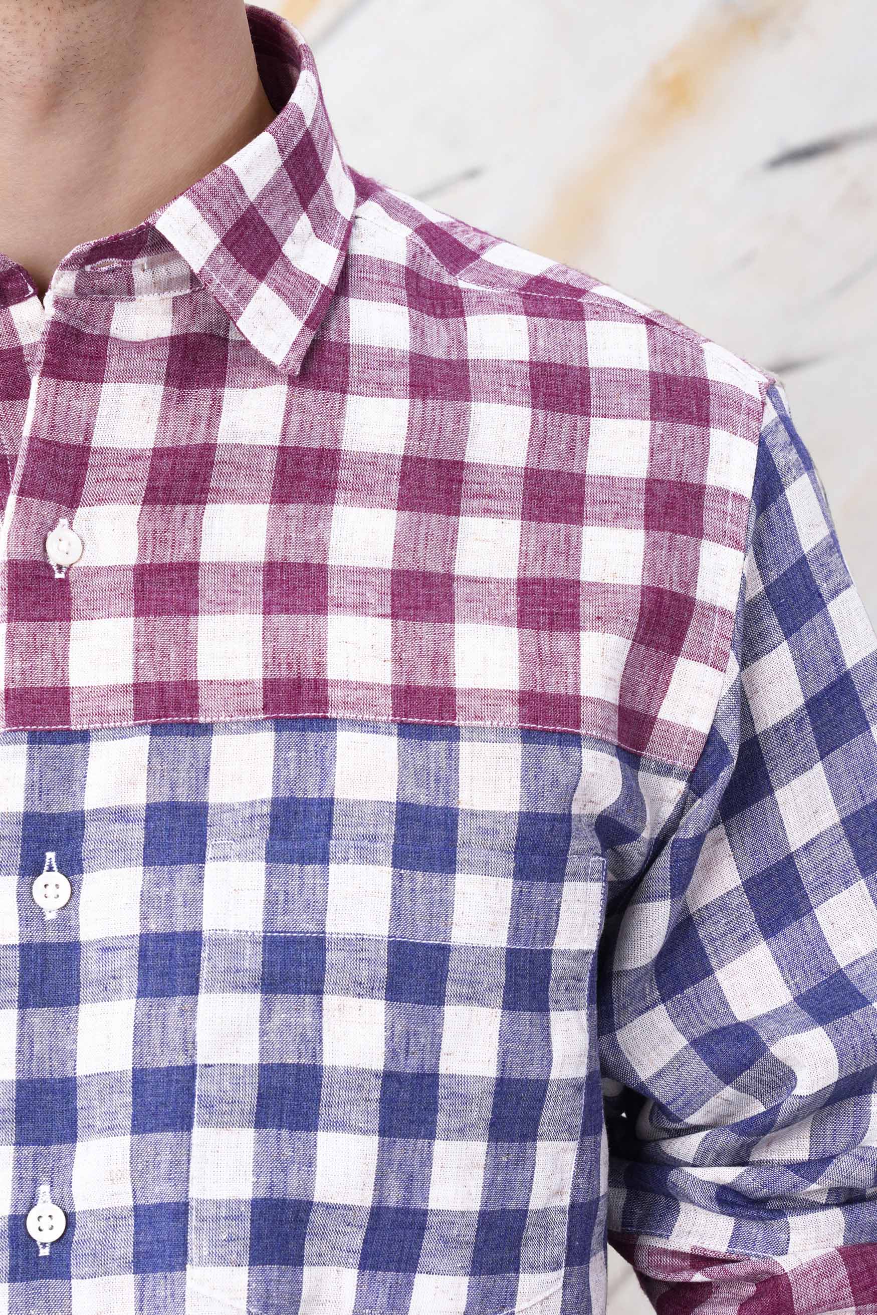 Rhino Blue with Muave Pink and White Plaid Luxurious linen Designer Shirt 11617-P575-38, 11617-P575-H-38, 11617-P575-39, 11617-P575-H-39, 11617-P575-40, 11617-P575-H-40, 11617-P575-42, 11617-P575-H-42, 11617-P575-44, 11617-P575-H-44, 11617-P575-46, 11617-P575-H-46, 11617-P575-48, 11617-P575-H-48, 11617-P575-50, 11617-P575-H-50, 11617-P575-52, 11617-P575-H-52