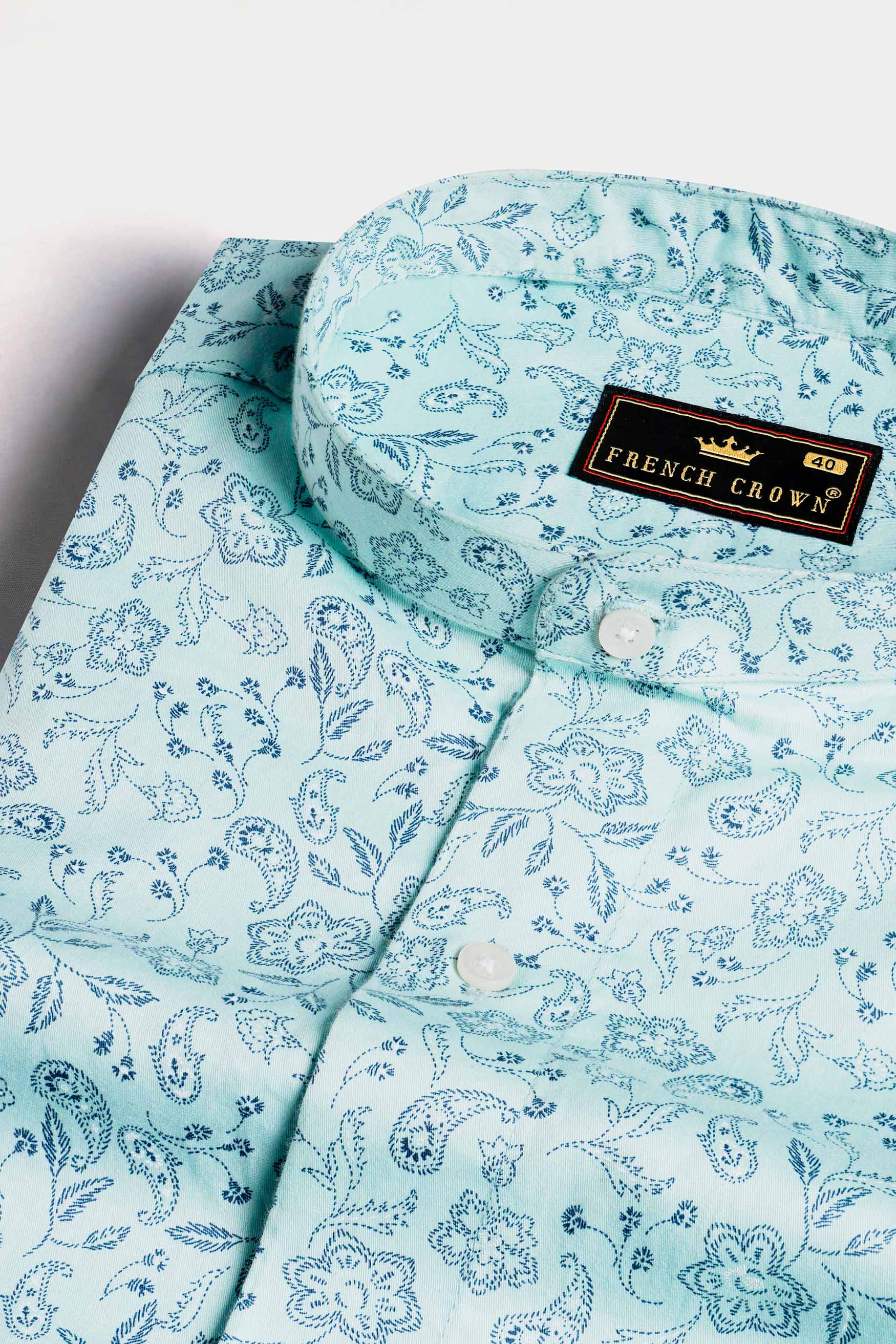 Aqua Blue Paisley Printed Subtle Sheen Super Soft Premium Cotton Shirt 11619-M-38, 11619-M-H-38, 11619-M-39, 11619-M-H-39, 11619-M-40, 11619-M-H-40, 11619-M-42, 11619-M-H-42, 11619-M-44, 11619-M-H-44, 11619-M-46, 11619-M-H-46, 11619-M-48, 11619-M-H-48, 11619-M-50, 11619-M-H-50, 11619-M-52, 11619-M-H-52