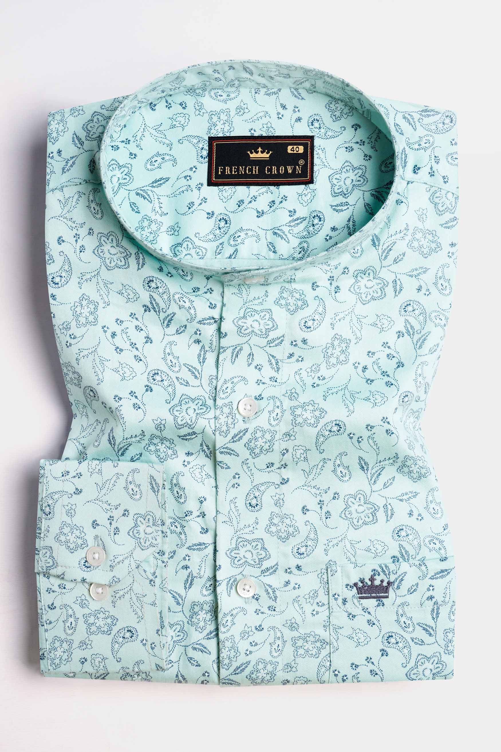 Aqua Blue Paisley Printed Subtle Sheen Super Soft Premium Cotton Shirt 11619-M-38, 11619-M-H-38, 11619-M-39, 11619-M-H-39, 11619-M-40, 11619-M-H-40, 11619-M-42, 11619-M-H-42, 11619-M-44, 11619-M-H-44, 11619-M-46, 11619-M-H-46, 11619-M-48, 11619-M-H-48, 11619-M-50, 11619-M-H-50, 11619-M-52, 11619-M-H-52