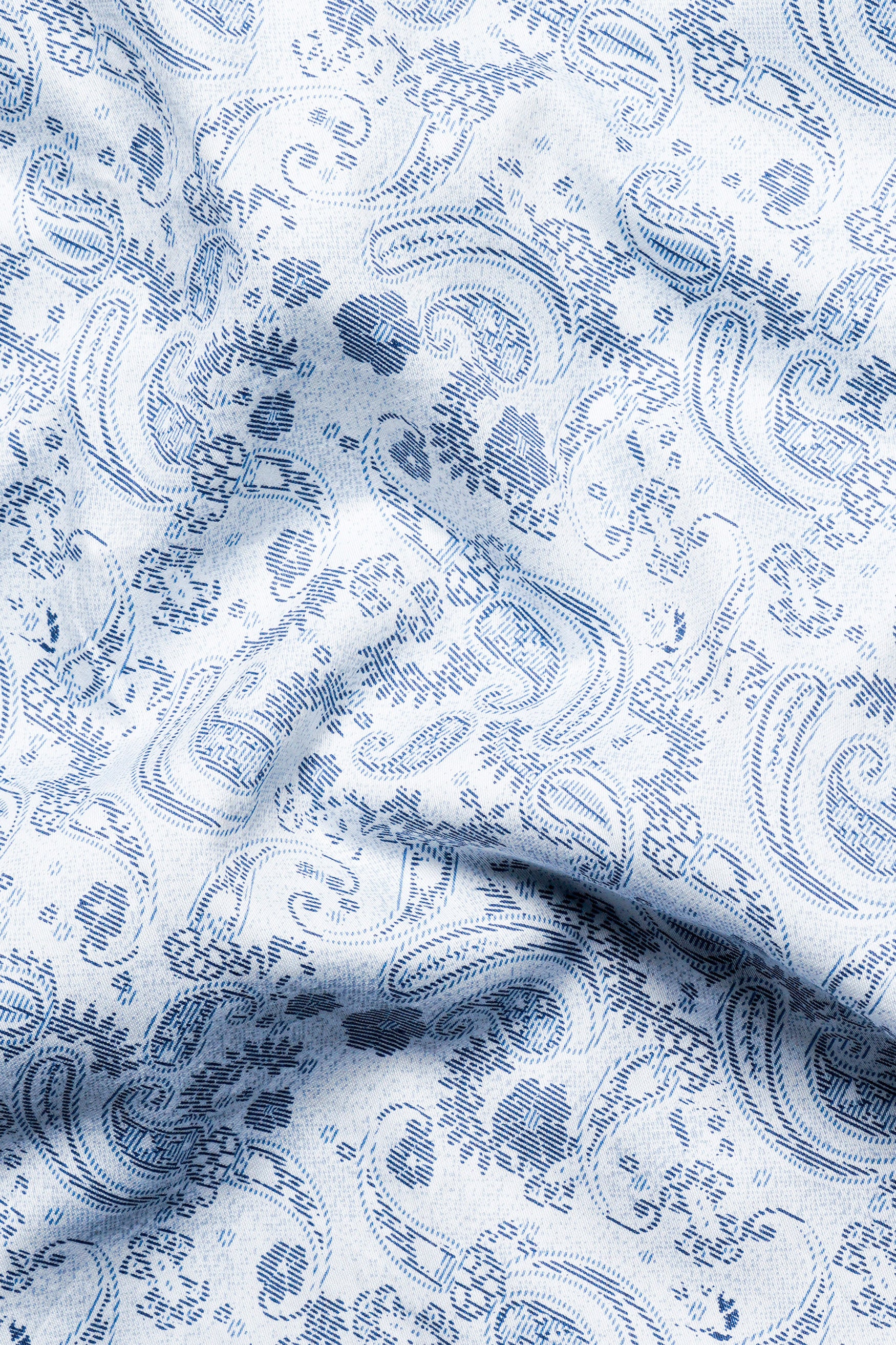Bright White and Twilight Blue Paisley Printed Subtle Sheen Super Soft Premium Cotton Shirt 11672-M-38, 11672-M-H-38, 11672-M-39, 11672-M-H-39, 11672-M-40, 11672-M-H-40, 11672-M-42, 11672-M-H-42, 11672-M-44, 11672-M-H-44, 11672-M-46, 11672-M-H-46, 11672-M-48, 11672-M-H-48, 11672-M-50, 11672-M-H-50, 11672-M-52, 11672-M-H-52