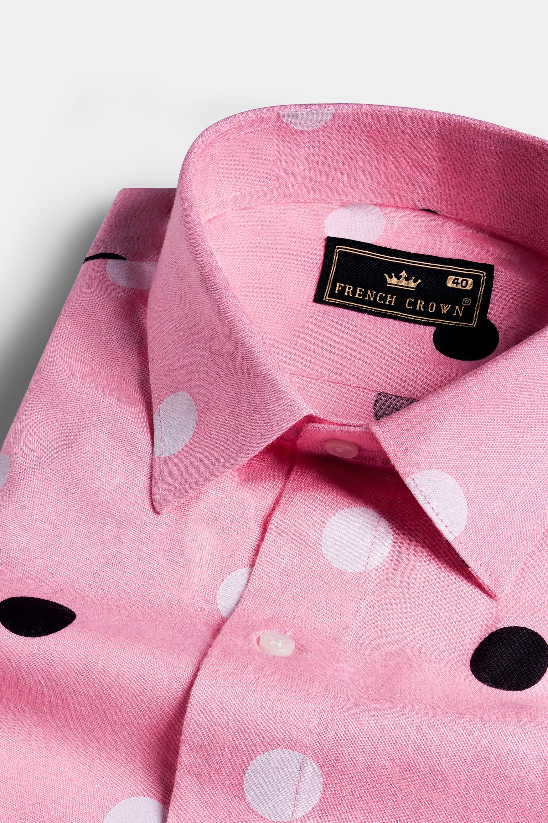 Cadillac Pink with Black and White Polka-Dotted Premium Tencel Shirt 11674-P433-38, 11674-P433-H-38, 11674-P433-39, 11674-P433-H-39, 11674-P433-40, 11674-P433-H-40, 11674-P433-42, 11674-P433-H-42, 11674-P433-44, 11674-P433-H-44, 11674-P433-46, 11674-P433-H-46, 11674-P433-48, 11674-P433-H-48, 11674-P433-50, 11674-P433-H-50, 11674-P433-52, 11674-P433-H-52