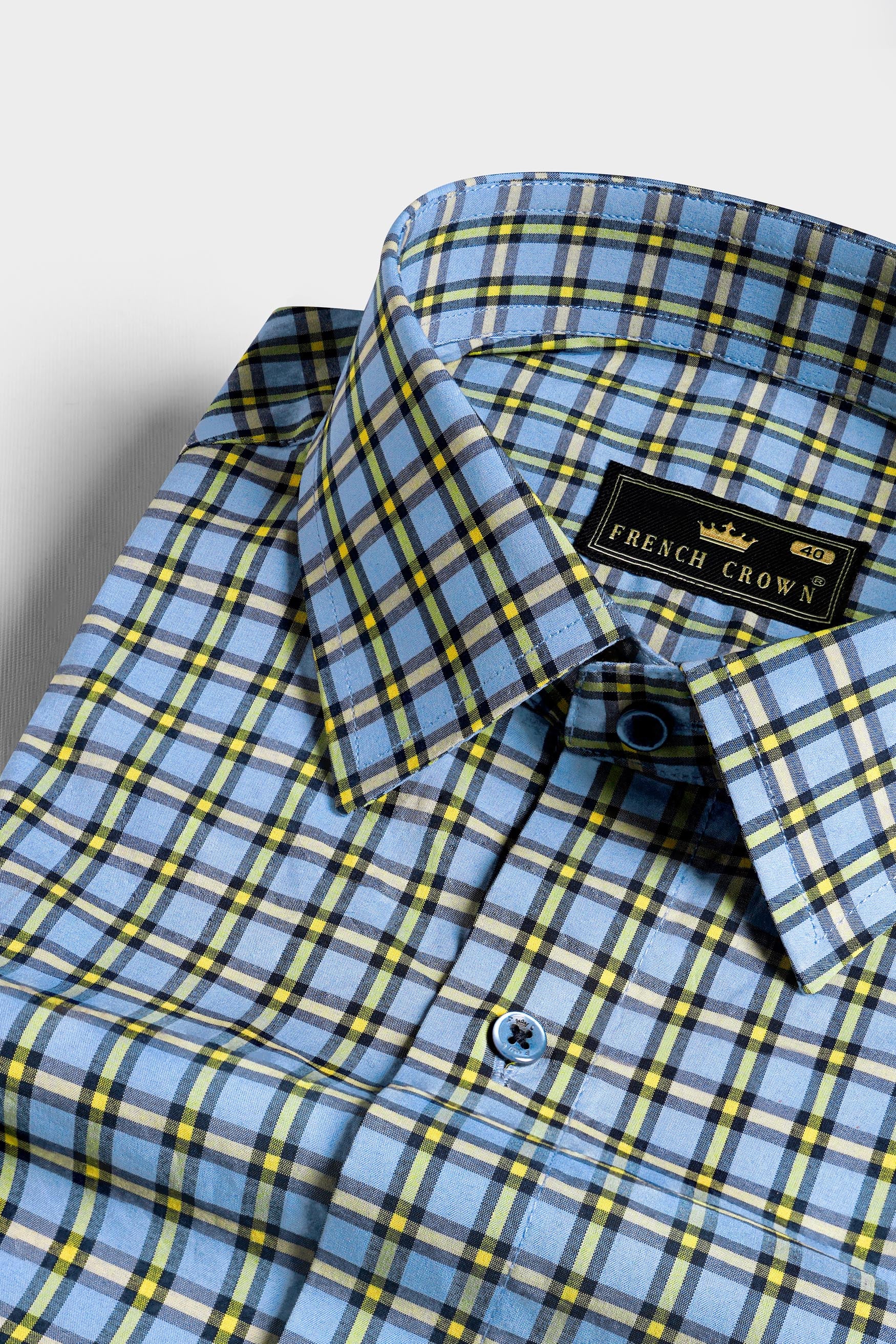 Jordy Blue and Jasmine Yellow Casual Checks-Plaid Premium Cotton Shirt For Men Jordy Blue and Jasmine Yellow Casual Checks-Plaid Premium Cotton Shirt For Men