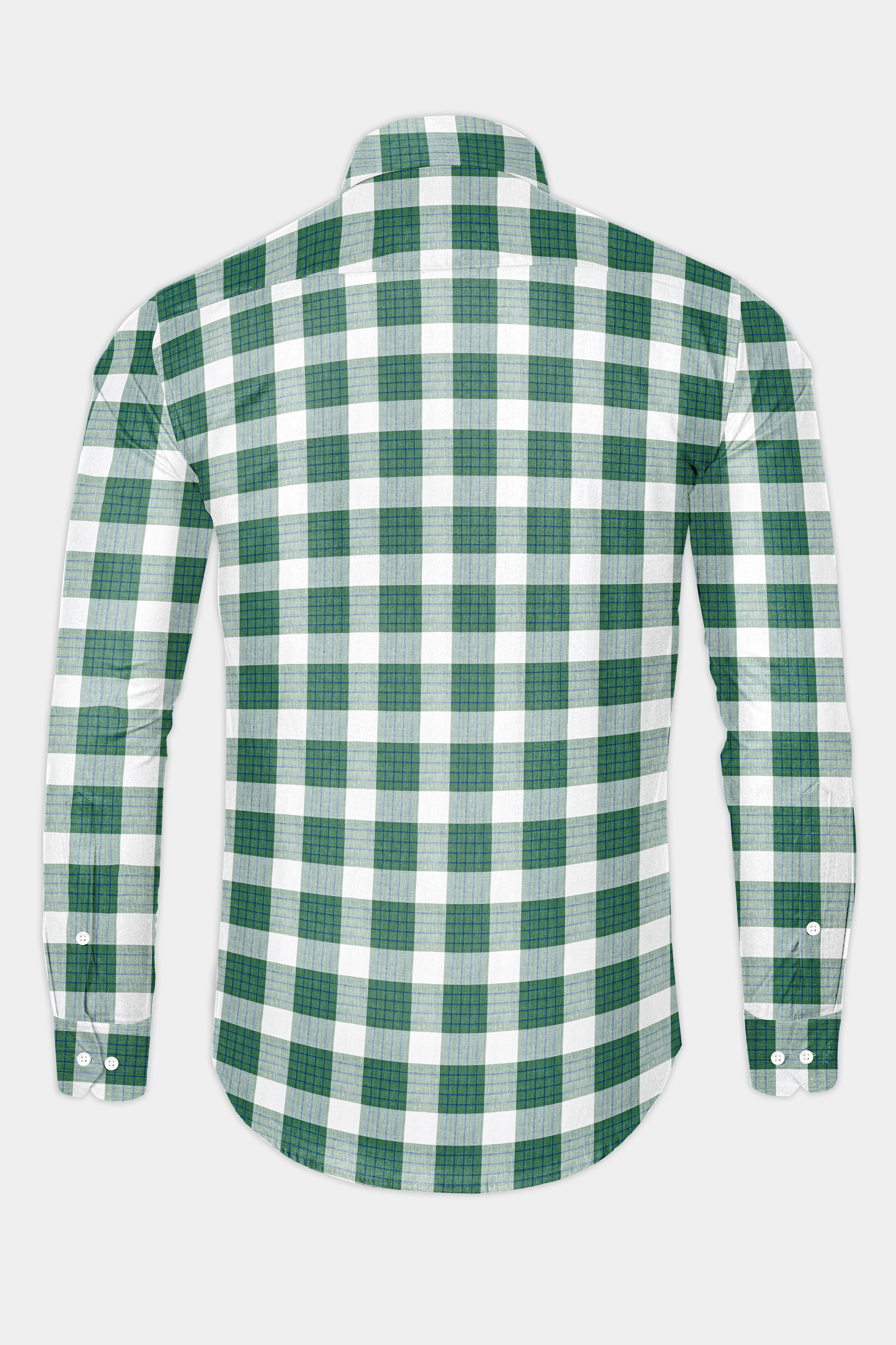 Pine Green and Pumice Gray Checkered Luxurious Linen Shirt