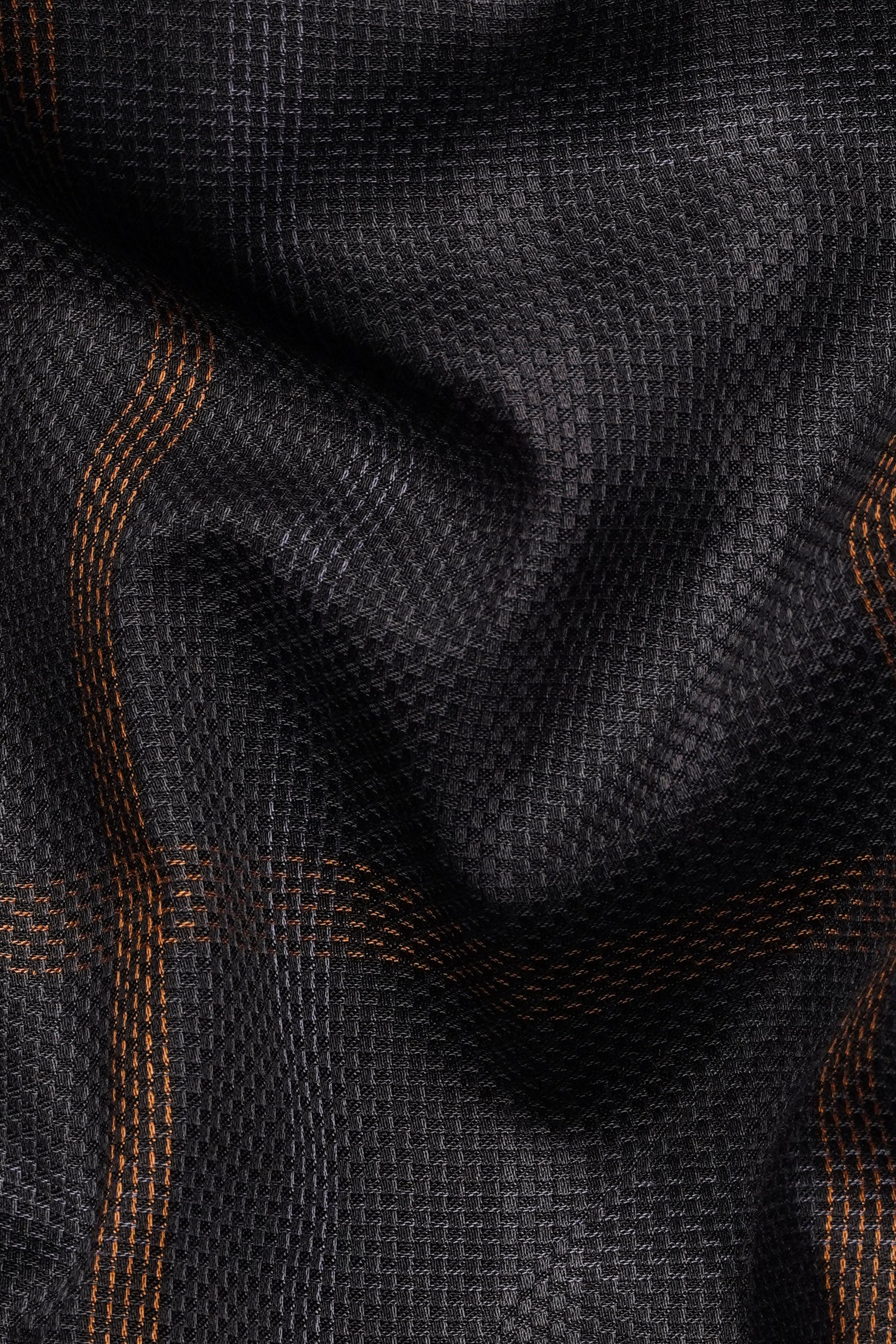 Gondola Black and Mist Gray Checkered Dobby Textured Premium Giza Cotton Shirt