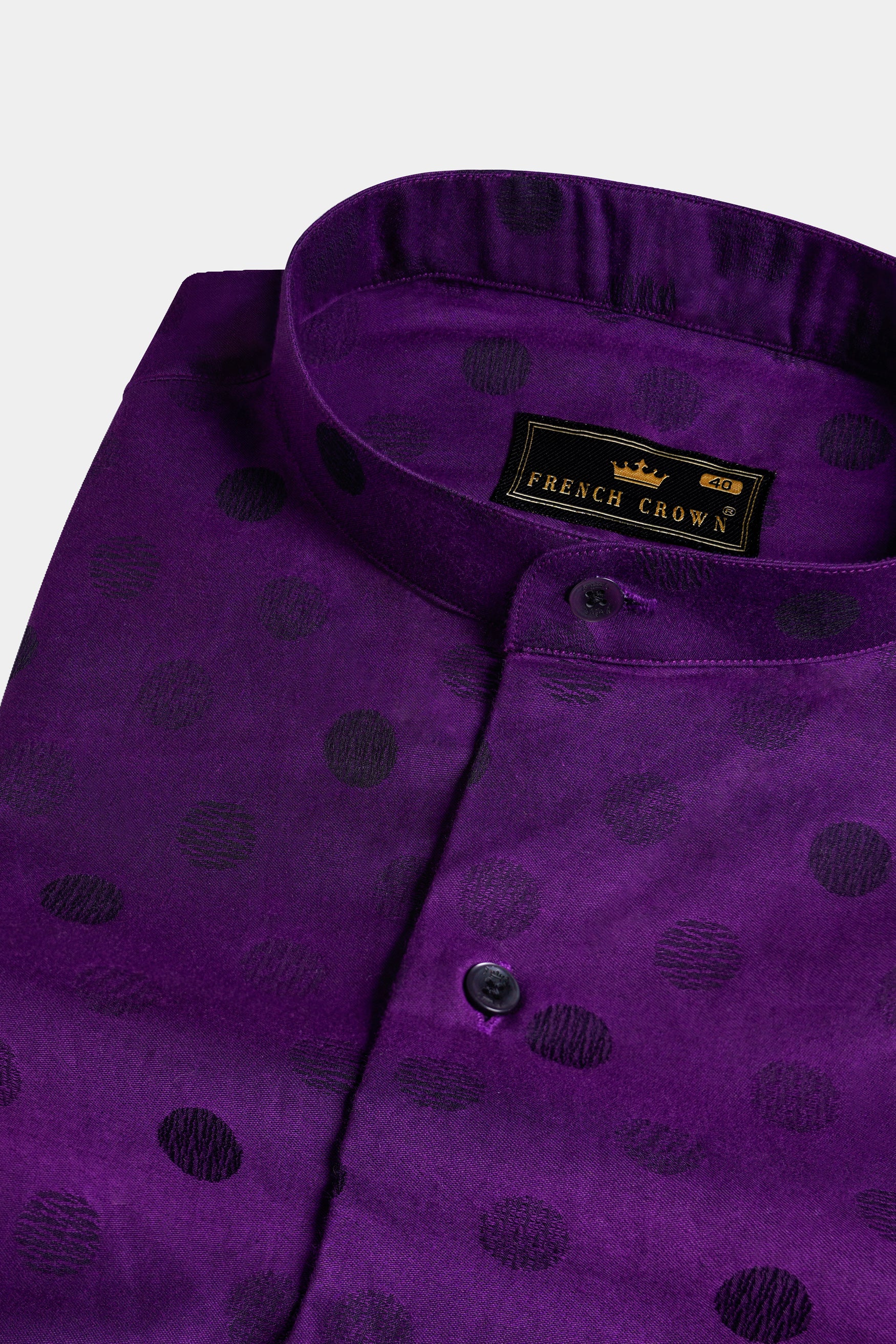 Valentino Purple with Haiti Blue and Plum Purple Polka Dotted Jacquard Textured Premium Giza Cotton Shirt 11751-M-BLK-38, 11751-M-BLK-H-38, 11751-M-BLK-39, 11751-M-BLK-H-39, 11751-M-BLK-40, 11751-M-BLK-H-40, 11751-M-BLK-42, 11751-M-BLK-H-42, 11751-M-BLK-44, 11751-M-BLK-H-44, 11751-M-BLK-46, 11751-M-BLK-H-46, 11751-M-BLK-48, 11751-M-BLK-H-48, 11751-M-BLK-50, 11751-M-BLK-H-50, 11751-M-BLK-52, 11751-M-BLK-H-52