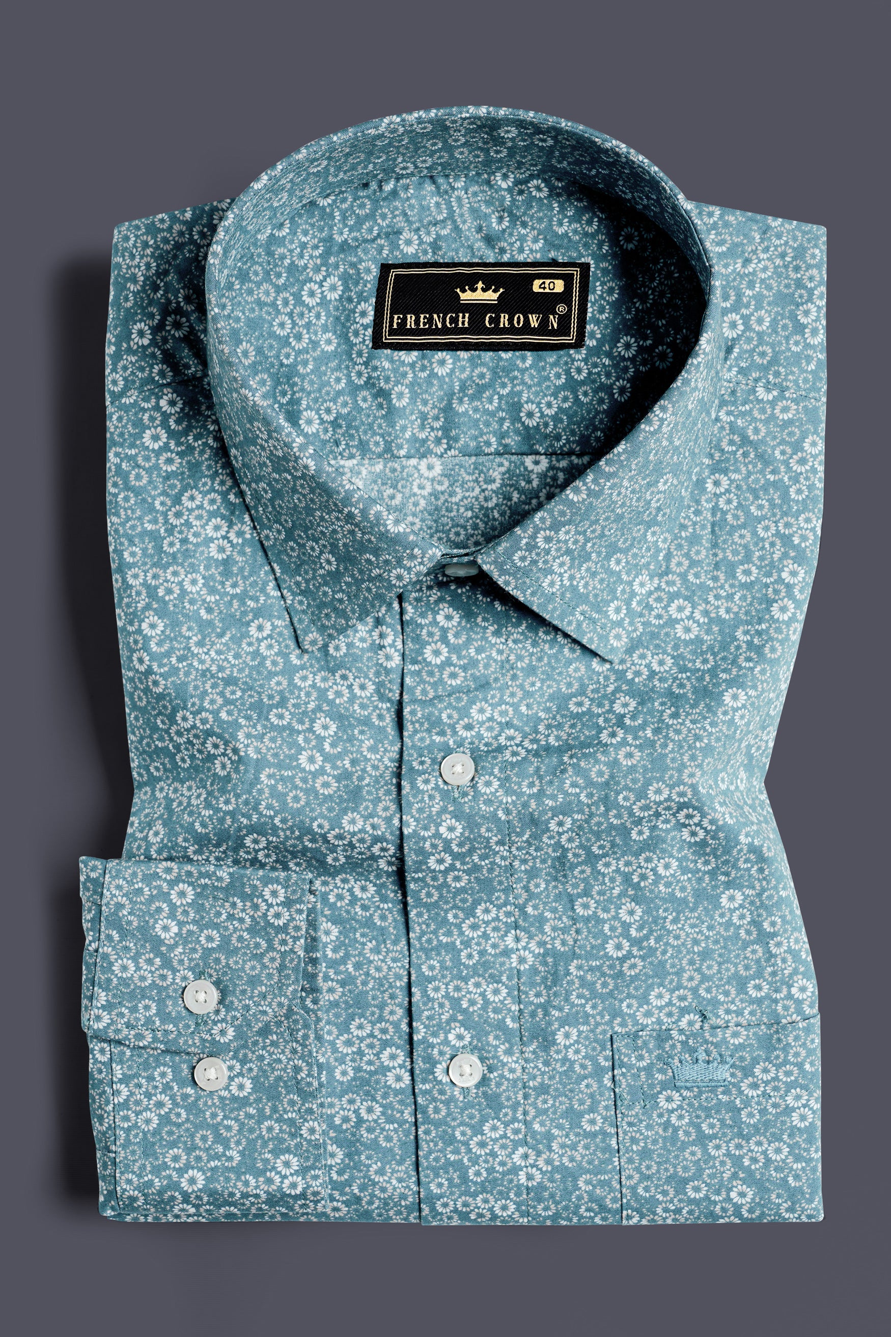 Hippie Blue and White Ditsy Printed Premium Cotton Shirt 11758-38, 11758-H-38, 11758-39, 11758-H-39, 11758-40, 11758-H-40, 11758-42, 11758-H-42, 11758-44, 11758-H-44, 11758-46, 11758-H-46, 11758-48, 11758-H-48, 11758-50, 11758-H-50, 11758-52, 11758-H-52