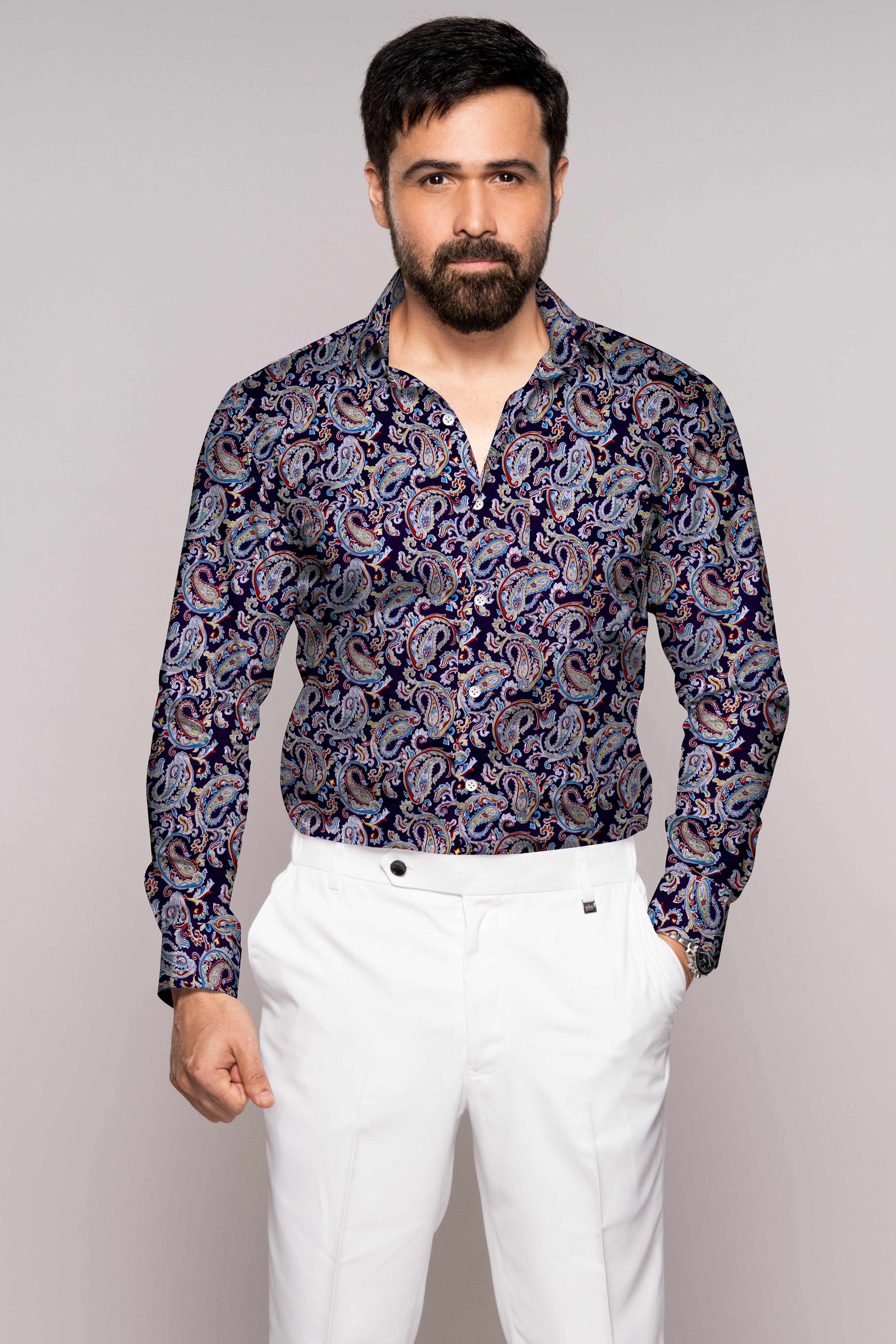Violent and Madder Red Multicolour Paisley Printed Subtle Sheen Super soft Premium Cotton Shirt