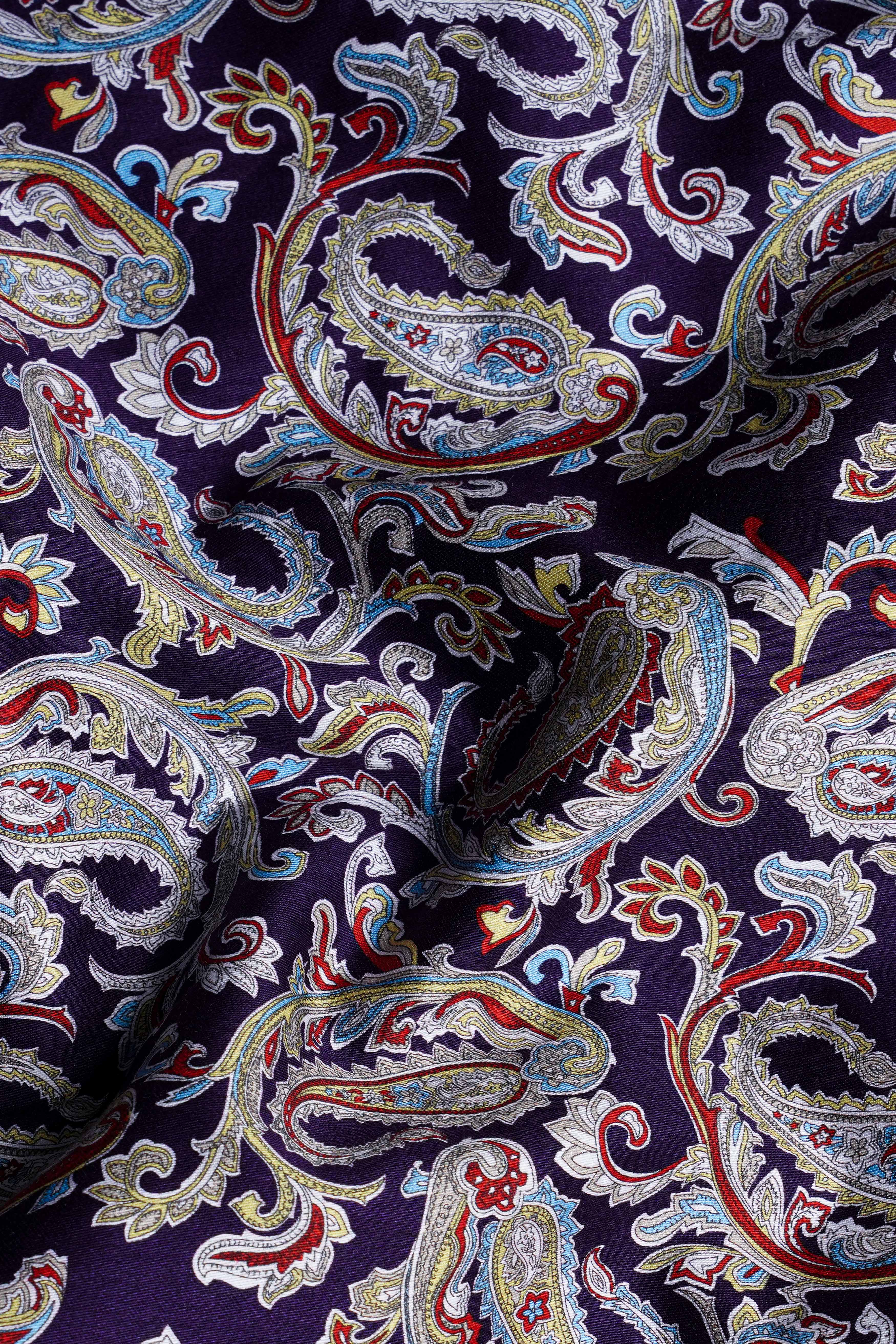 Violent Purple and Madder Red Multicolour Paisley Printed Subtle Sheen Super soft Premium Cotton Shirt 11763-38, 11763-H-38, 11763-39, 11763-H-39, 11763-40, 11763-H-40, 11763-42, 11763-H-42, 11763-44, 11763-H-44, 11763-46, 11763-H-46, 11763-48, 11763-H-48, 11763-50, 11763-H-50, 11763-52, 11763-H-52