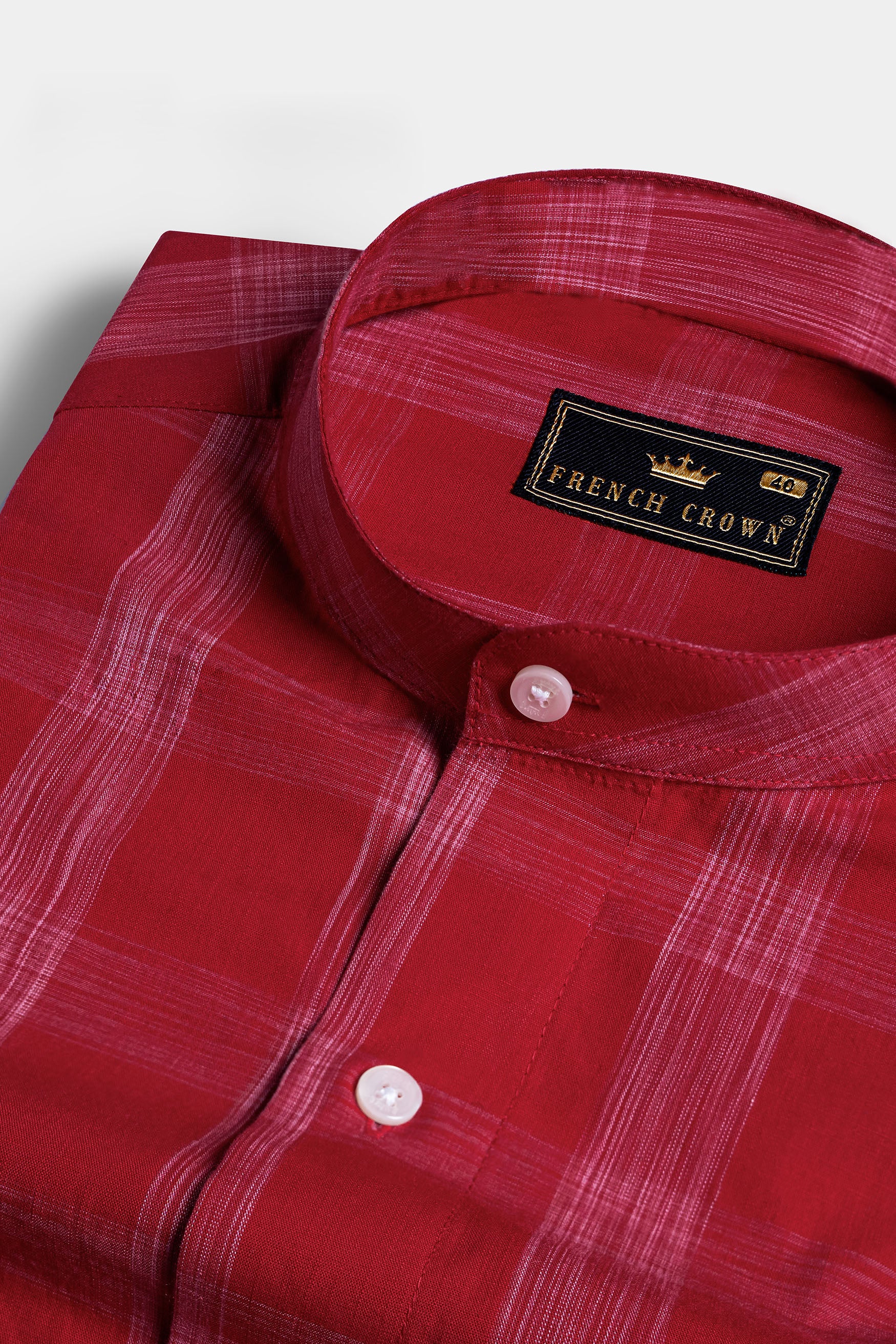 Cornell Red and Chantilly Pink Plaid Chambray Shirt