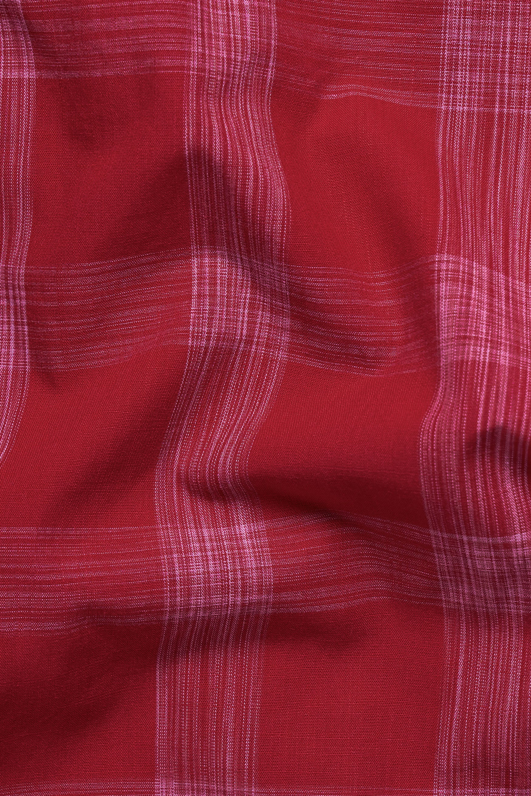 Cornell Red and Chantilly Pink Plaid Chambray Shirt