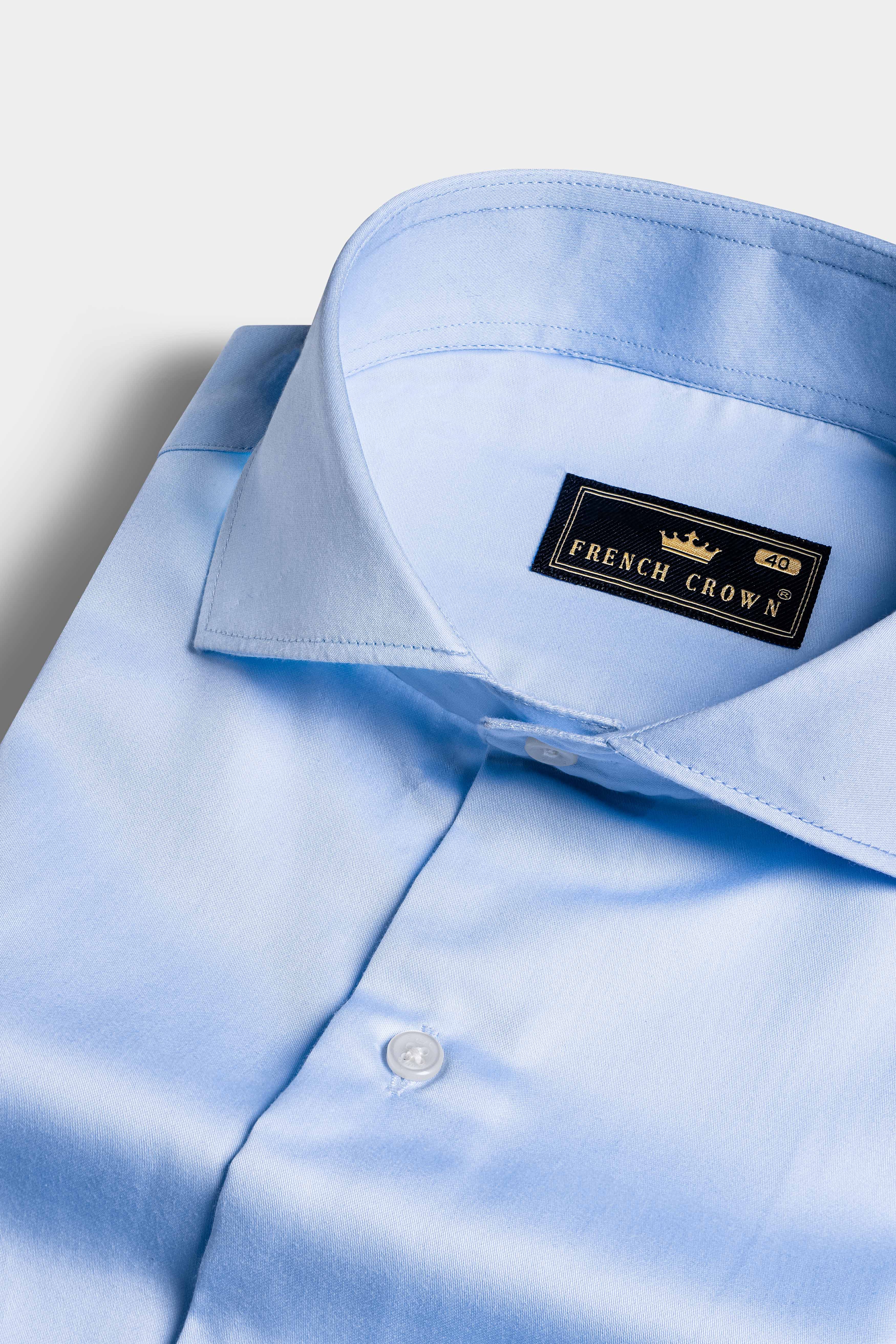 Spindle Blue Subtle Sheen Super Soft Premium Cotton Shirt