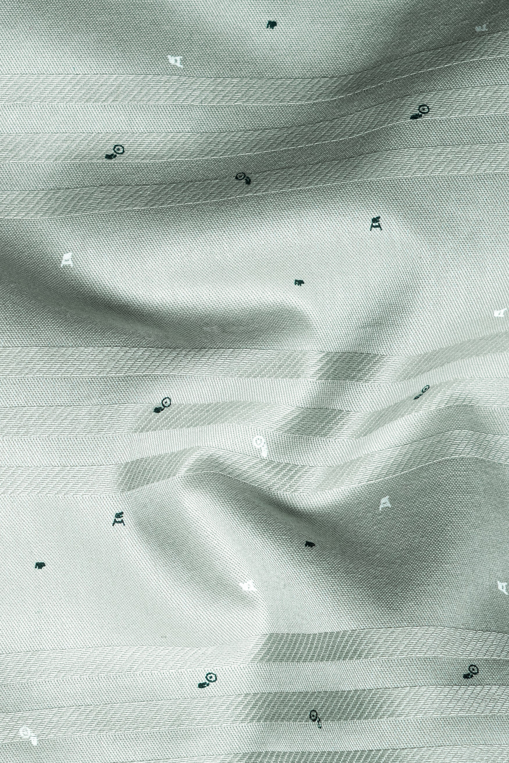 Mantle Green Printed Dobby Textured Premium Giza Cotton Shirt