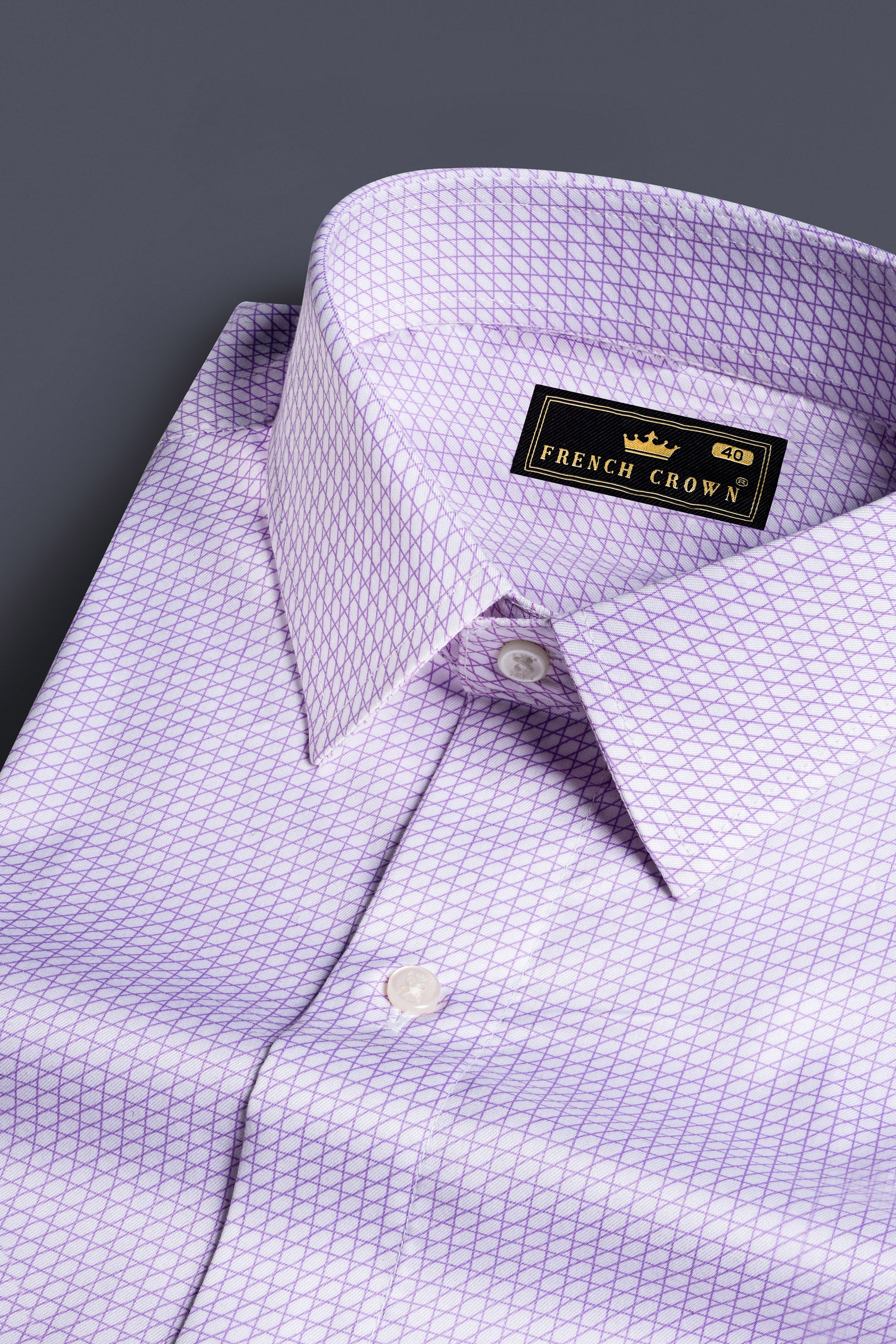 Wisteria Purple and White Checkered Subtle Sheen Super Soft Premium Cotton Shirt