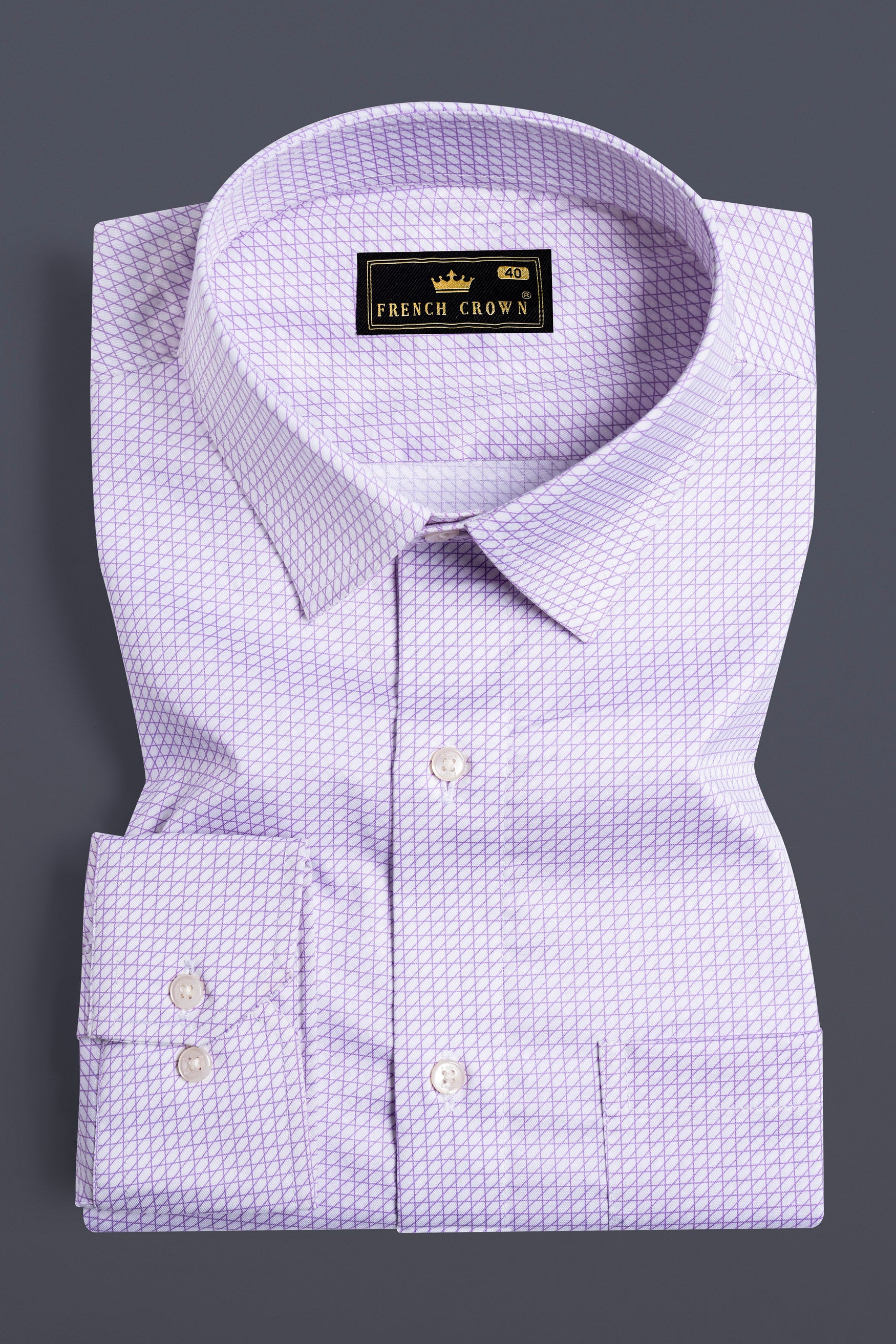 Wisteria Purple and White Checkered Subtle Sheen Super Soft Premium Cotton Shirt