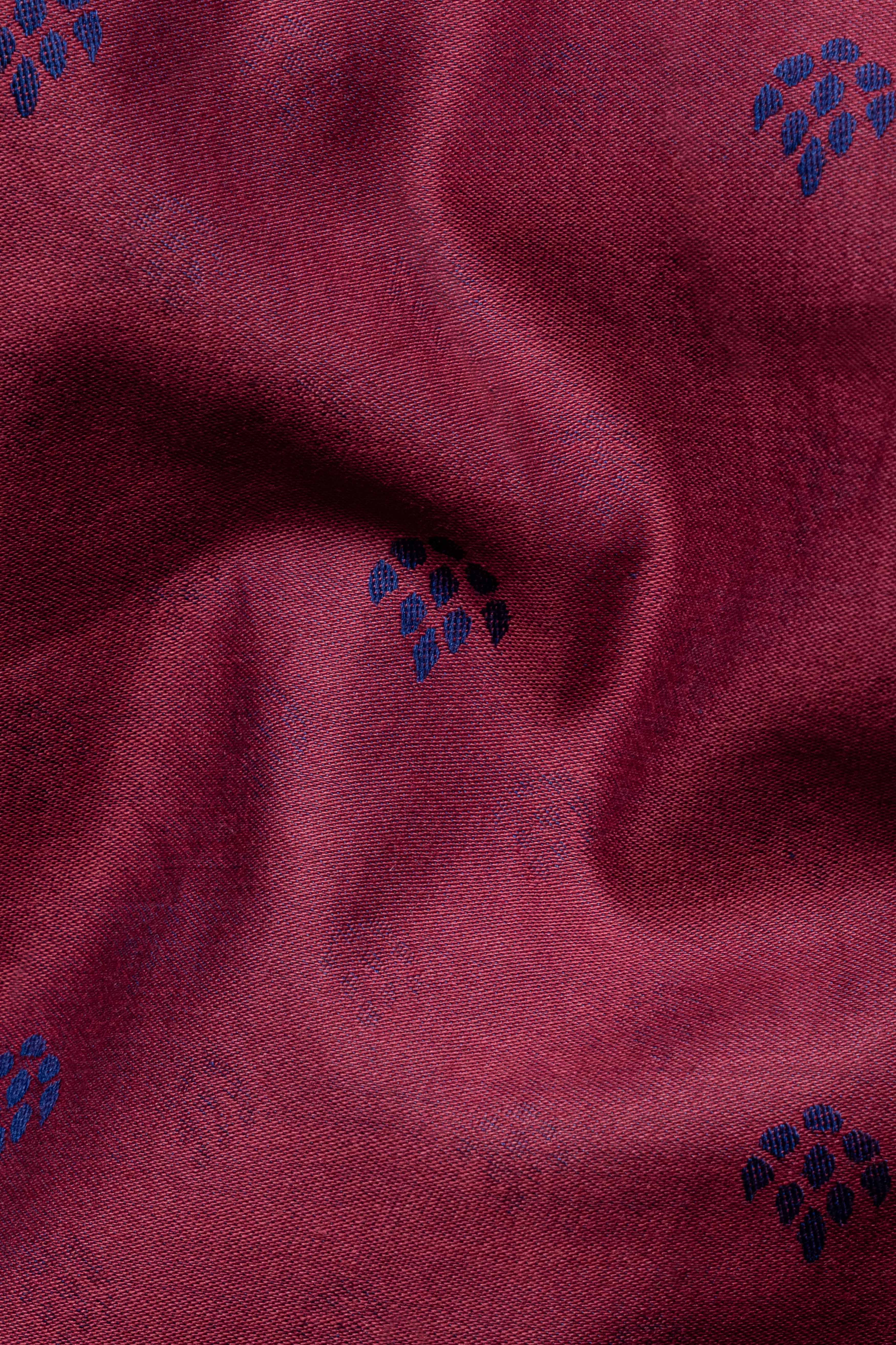 Merlot Maroon Jacquard Textured Premium Giza Cotton Shirt