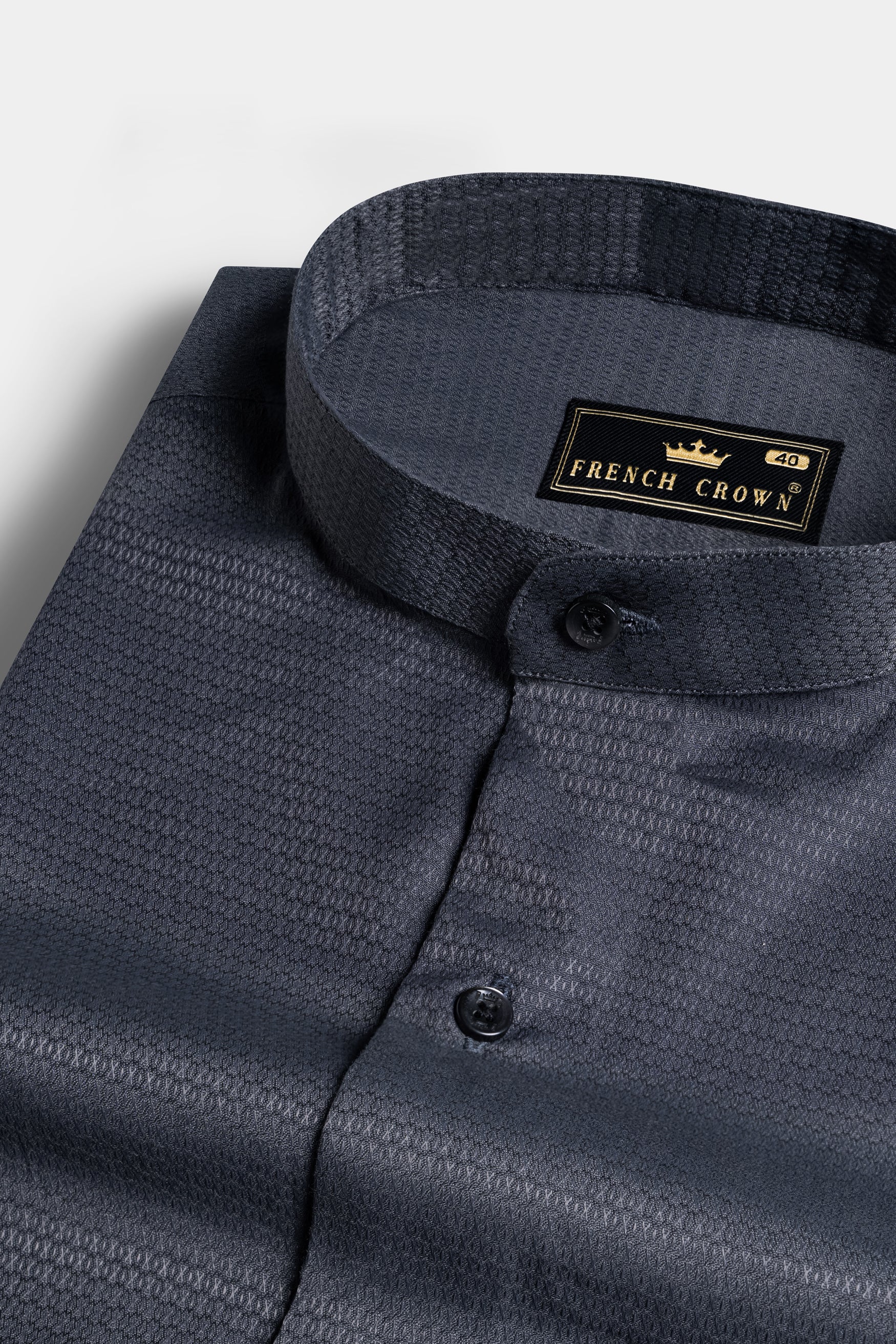 Gunmetal Gray Dobby Textured Premium Giza Cotton Shirt