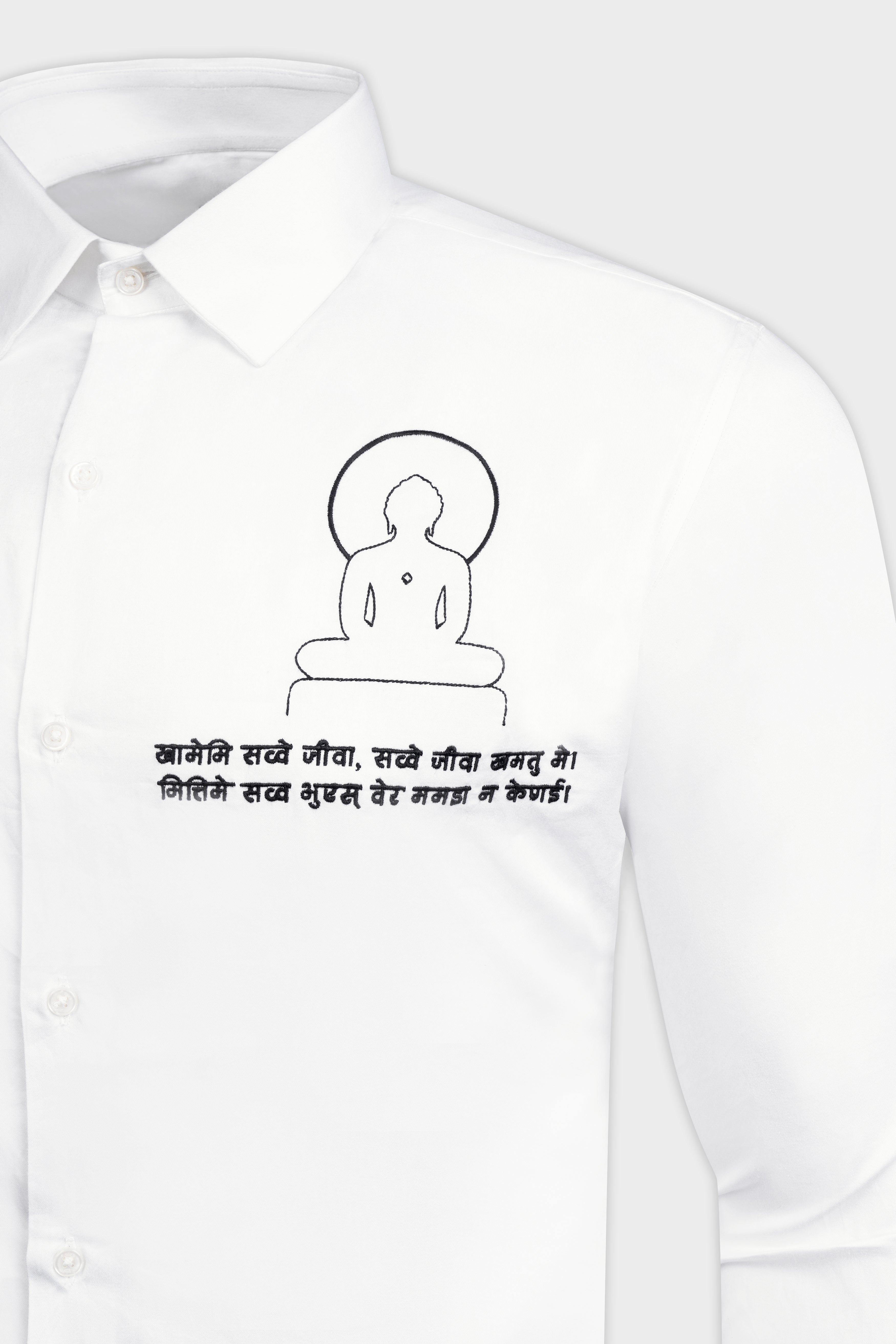 Bright White Gautam Budha Embroidered Subtle Sheen Super Super Soft Premium Cotton Designer Shirt 11936-E297-38, 11936-E297-H-38, 11936-E297-39, 11936-E297-H-39, 11936-E297-40, 11936-E297-H-40, 11936-E297-42, 11936-E297-H-42, 11936-E297-44, 11936-E297-H-44, 11936-E297-46, 11936-E297-H-46, 11936-E297-48, 11936-E297-H-48, 11936-E297-50, 11936-E297-H-50, 11936-E297-52, 11936-E297-H-52