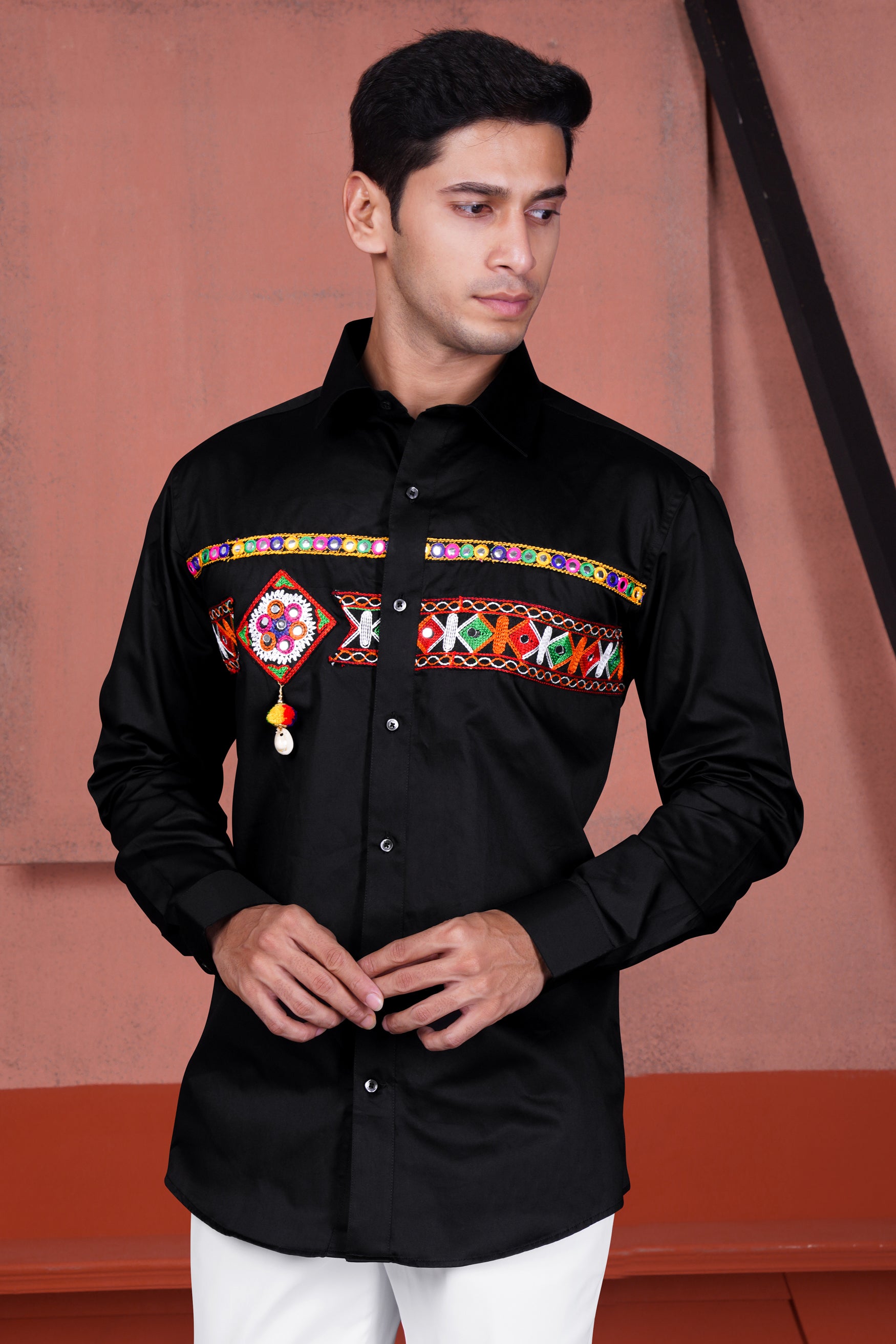 Jade Black Horizontal Multicolor Kutch Work Patches Subtle Sheen Super Soft Premium Cotton Designer Shirt 11941-BLK-E302-38, 11941-BLK-E302-H-38, 11941-BLK-E302-39, 11941-BLK-E302-H-39, 11941-BLK-E302-40, 11941-BLK-E302-H-40, 11941-BLK-E302-42, 11941-BLK-E302-H-42, 11941-BLK-E302-44, 11941-BLK-E302-H-44, 11941-BLK-E302-46, 11941-BLK-E302-H-46, 11941-BLK-E302-48, 11941-BLK-E302-H-48, 11941-BLK-E302-50, 11941-BLK-E302-H-50, 11941-BLK-E302-52, 11941-BLK-E302-H-52