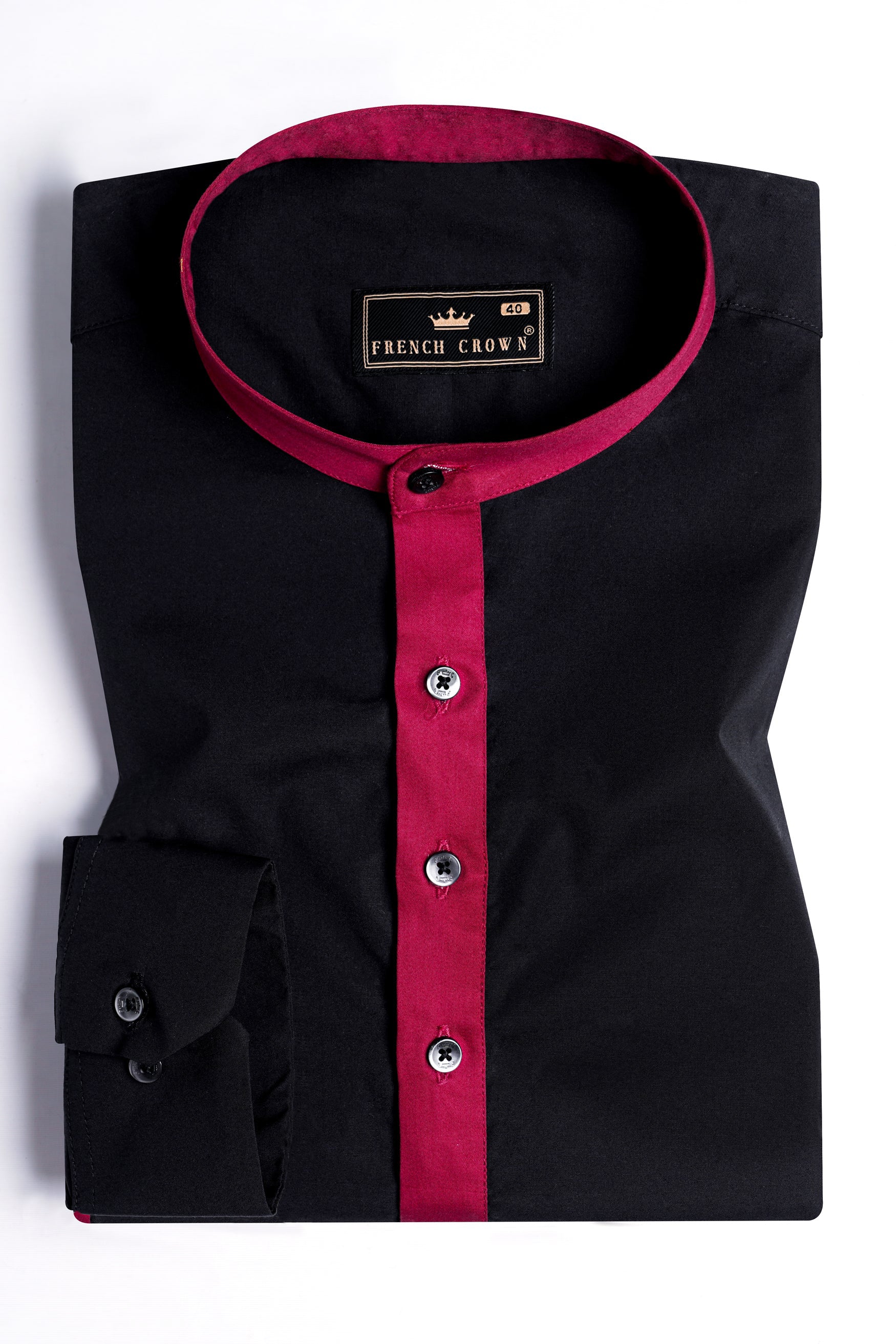 Jade Black and Bordeaux Maroon Kali Maa Hand Painted Subtle Sheen Super Soft Premium Cotton Designer Kurta Shirt