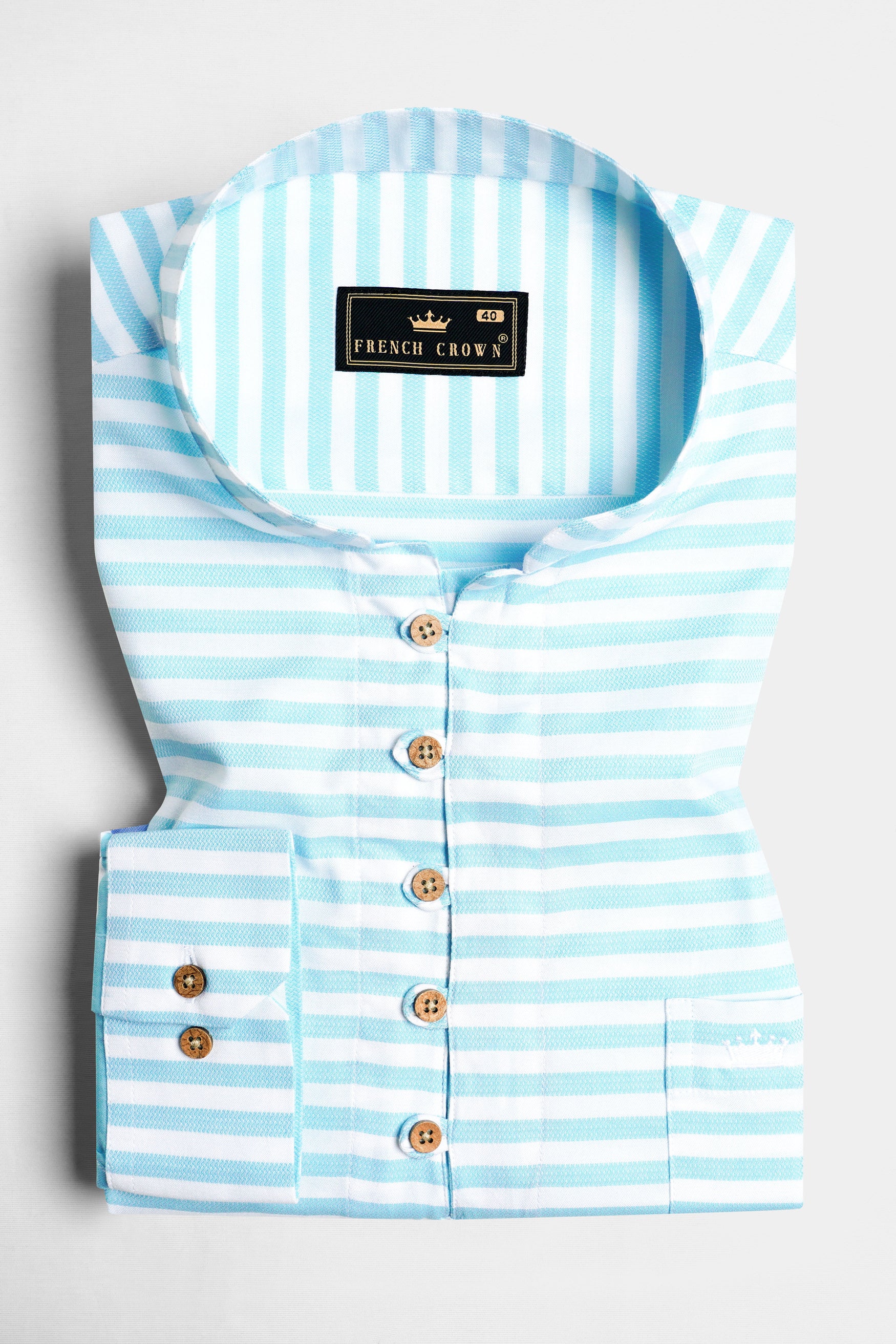 Tiffany Blue and White Striped Dobby textured Premium Giza Cotton Kurta Shirt 11950-KS-38, 11950-KS-H-38, 11950-KS-39, 11950-KS-H-39, 11950-KS-40, 11950-KS-H-40, 11950-KS-42, 11950-KS-H-42, 11950-KS-44, 11950-KS-H-44, 11950-KS-46, 11950-KS-H-46, 11950-KS-48, 11950-KS-H-48, 11950-KS-50, 11950-KS-H-50, 11950-KS-52, 11950-KS-H-52
