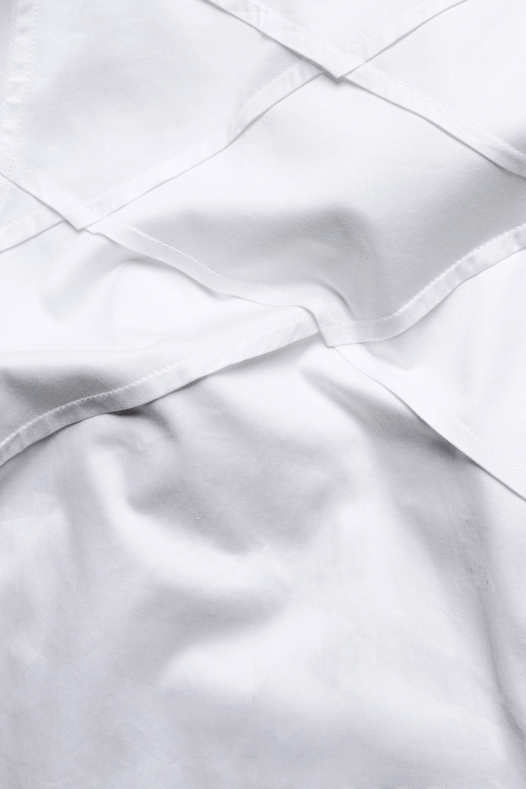 Bright White Criss Cross Tucks Subtle Sheen Super Soft Premium Cotton Designer Shirt