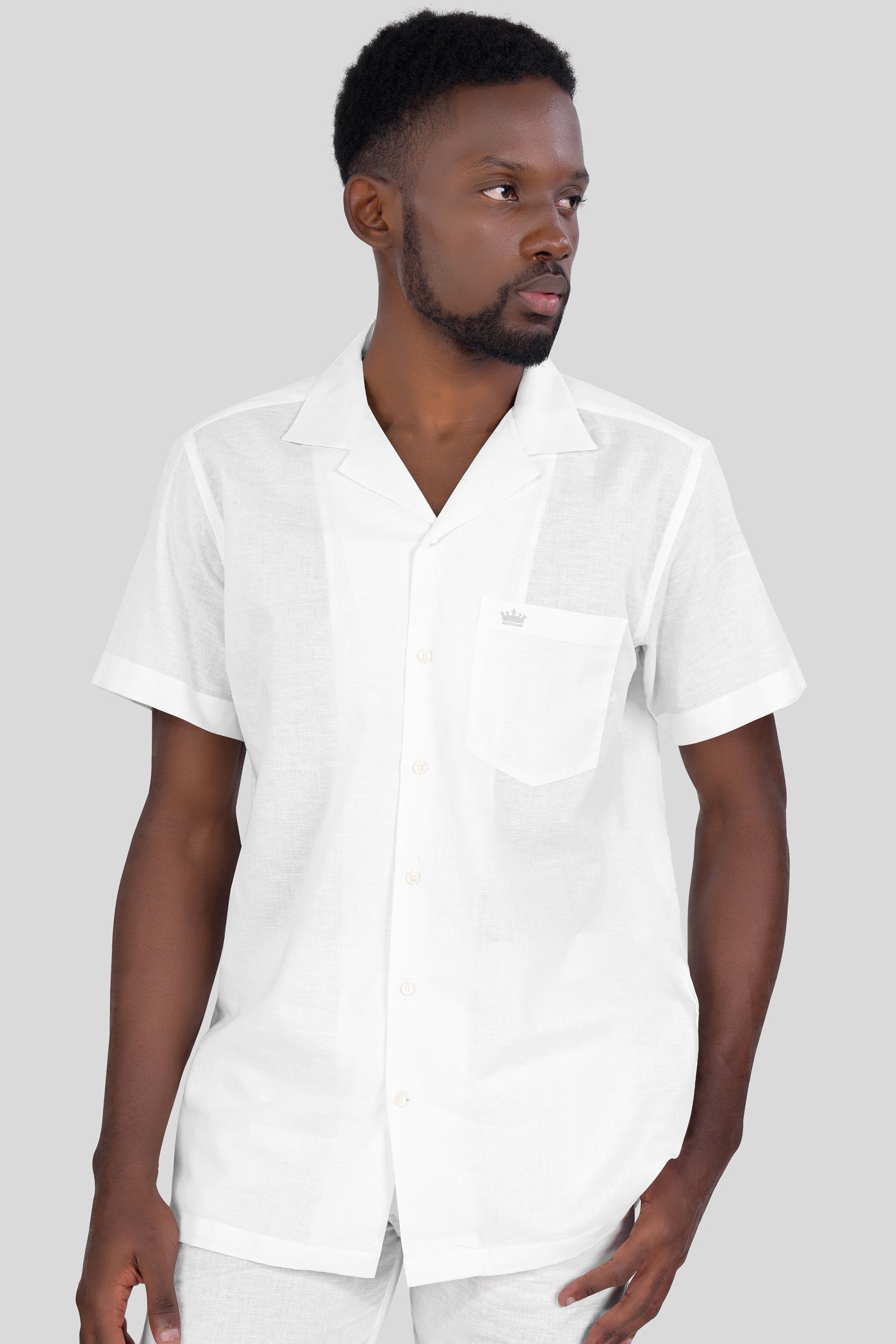 Bright White Luxurious Linen Half Sleeved Shirt 11997-CC-SS-38, 11997-CC-SS-39, 11997-CC-SS-40, 11997-CC-SS-42, 11997-CC-SS-44, 11997-CC-SS-46, 11997-CC-SS-48, 11997-CC-SS-50, 11997-CC-SS-52