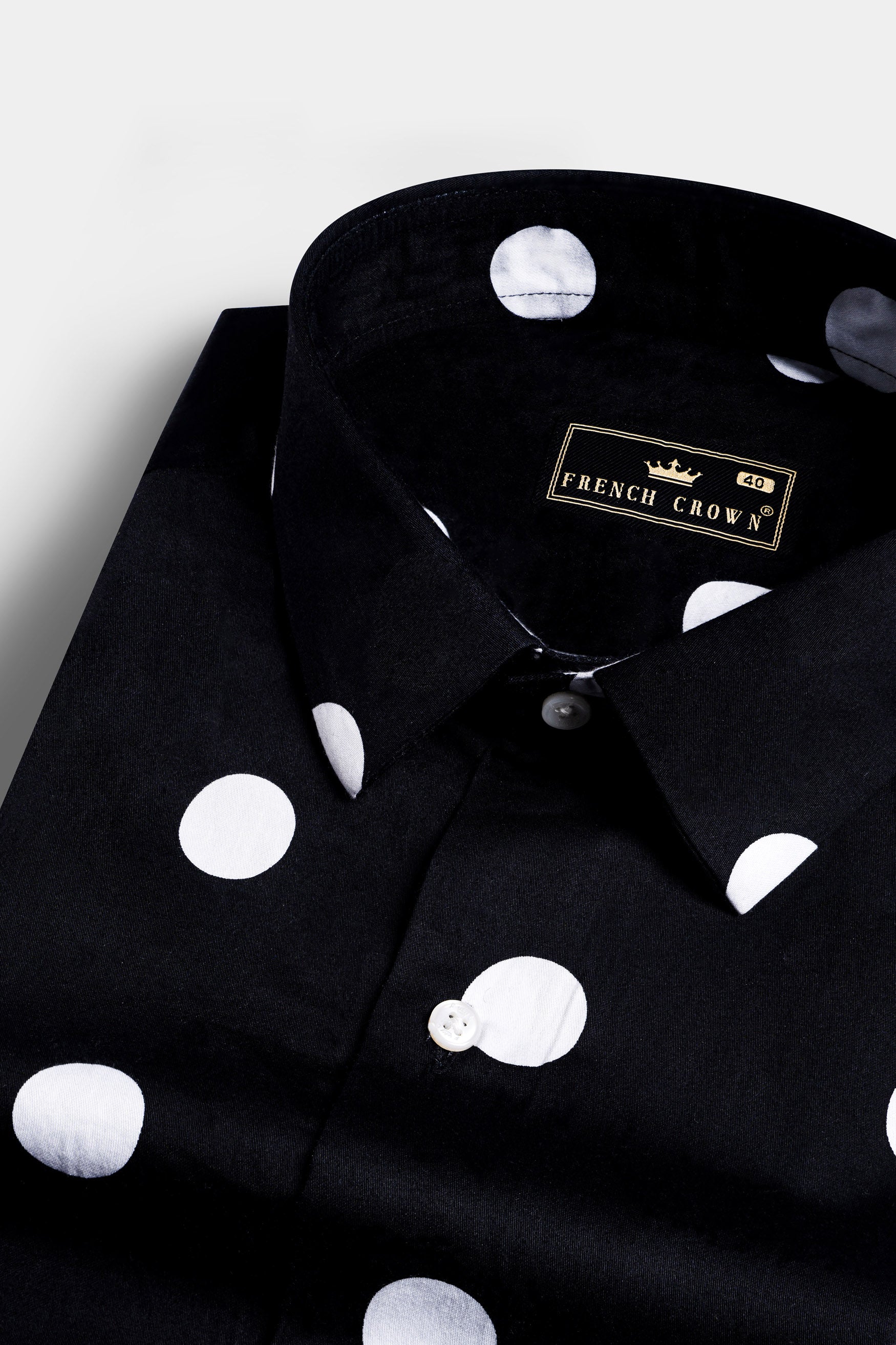 Jade Black and White Polka Dotted Premium Cotton Shirt