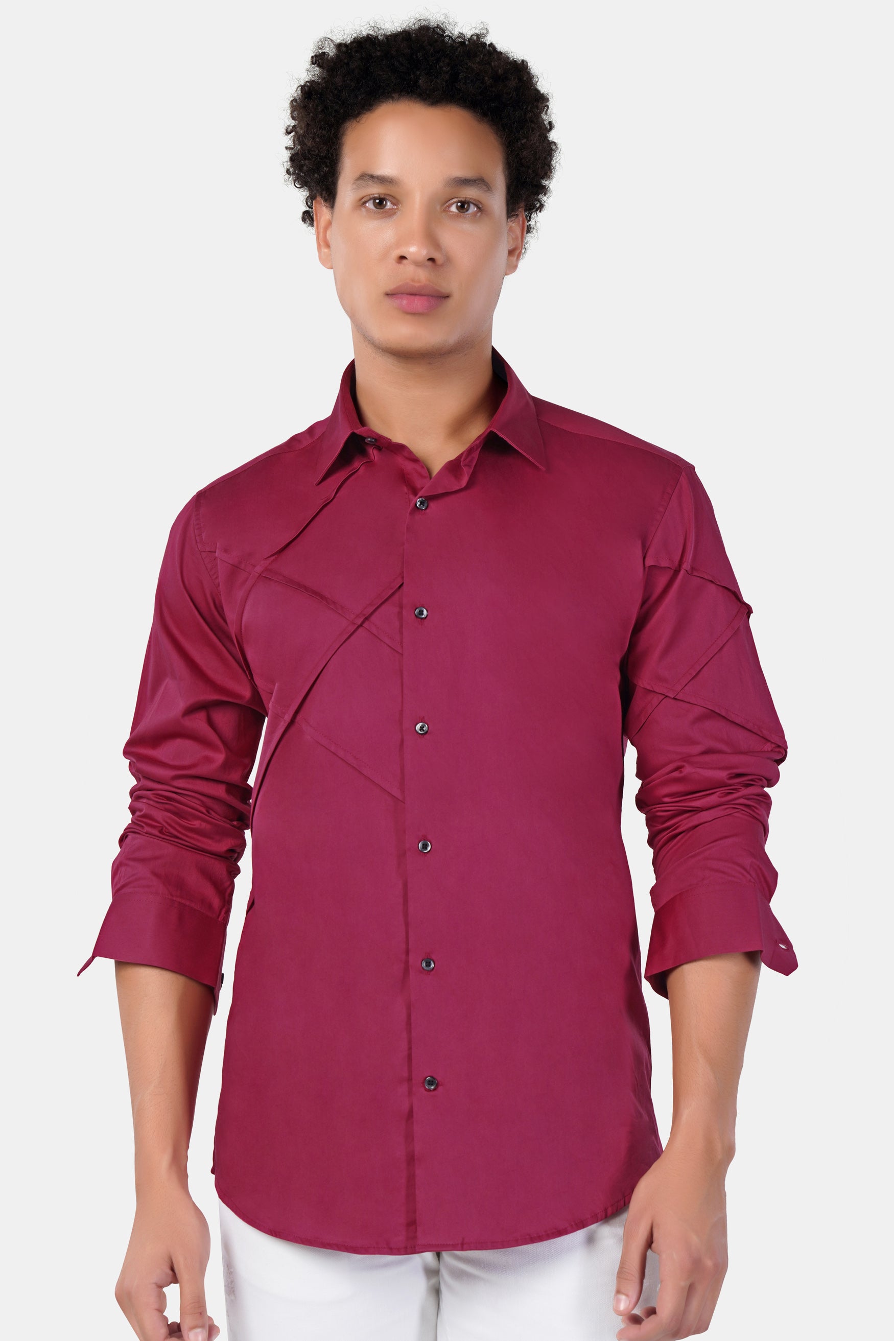 Camelot Pink Cross Tucks Subtle Sheen Super Soft Premium Cotton Designer Shirt
