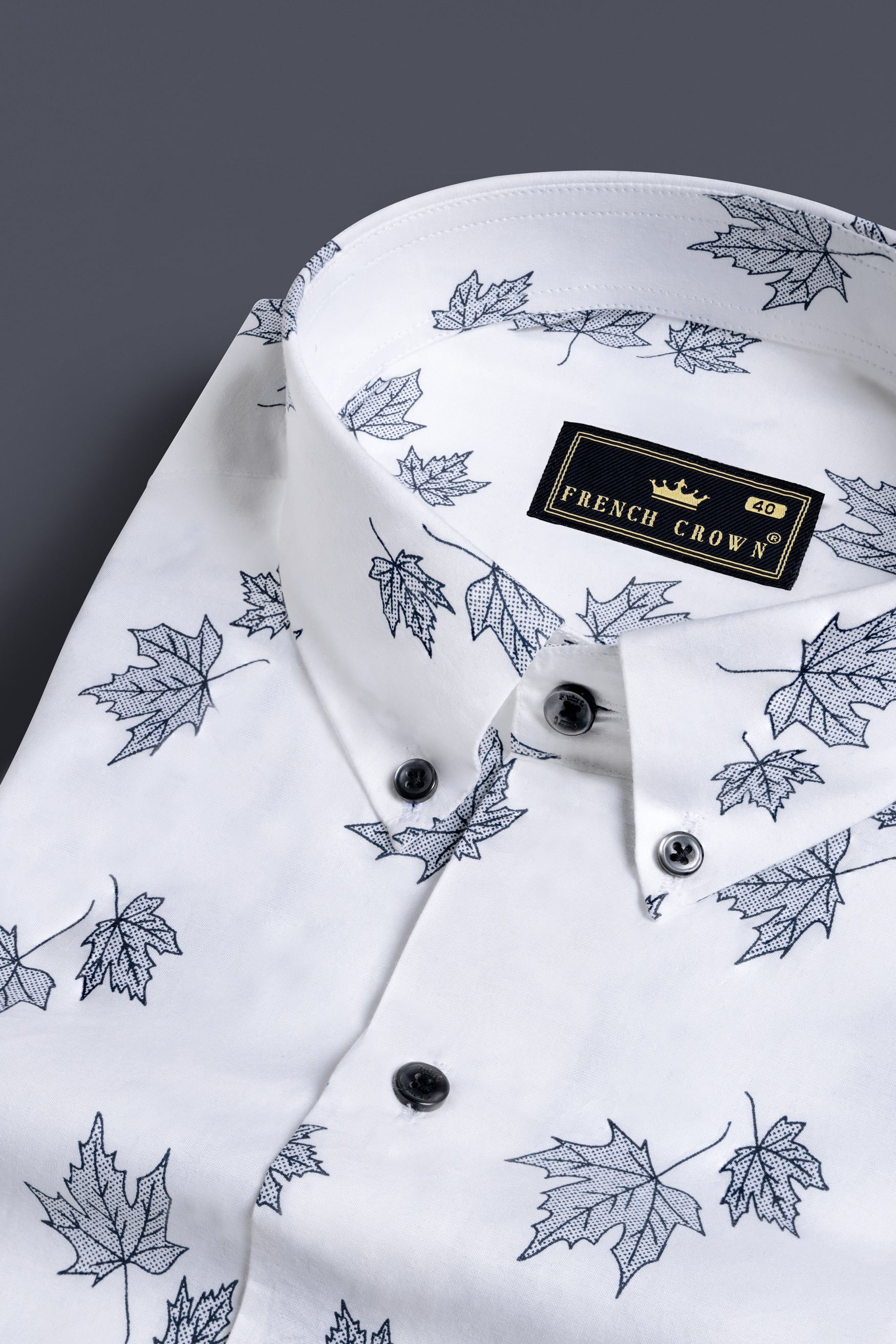 Bright White and Mauve Pink Leaves Printed Subtle Sheen Super Soft Premium Cotton Shirt