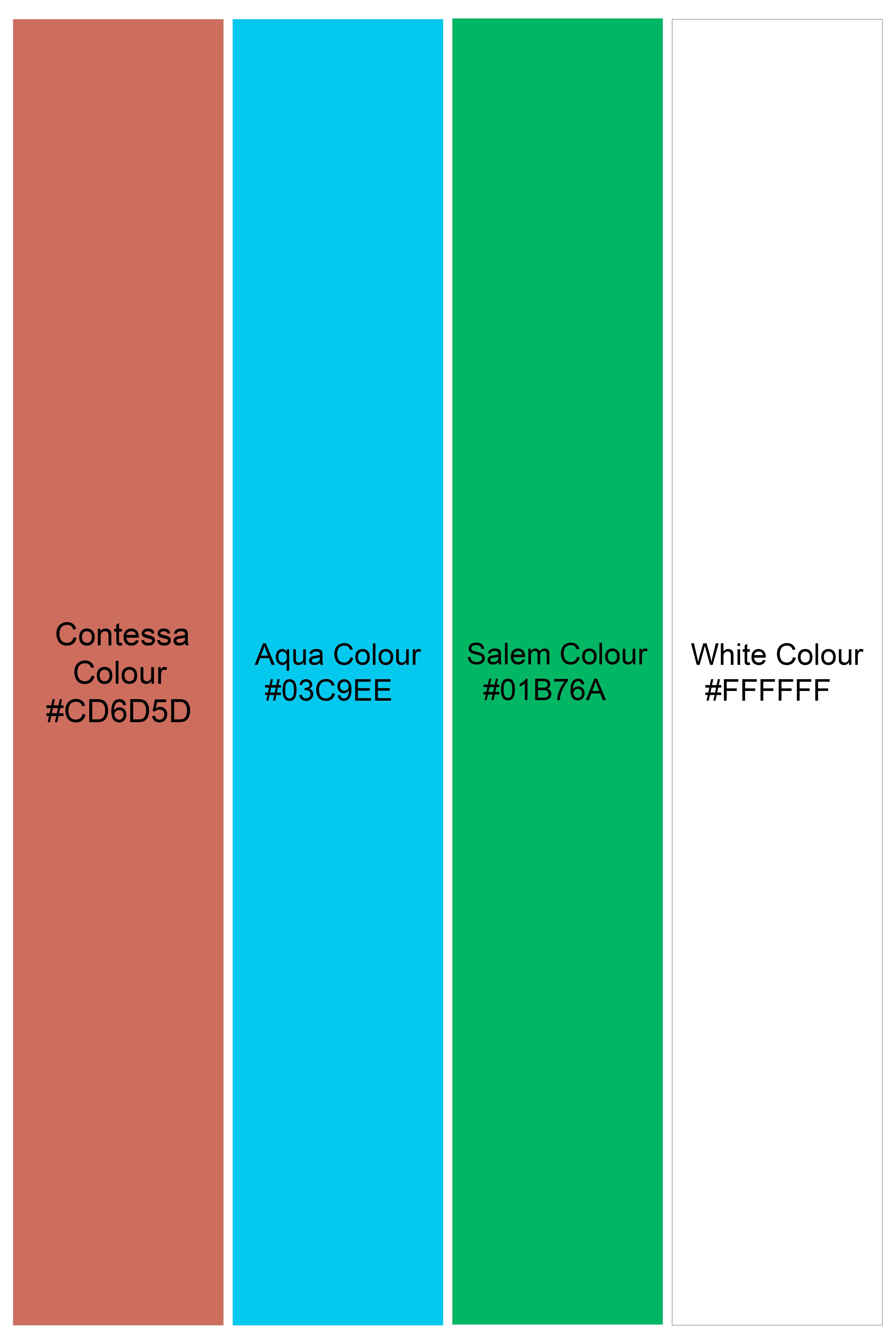 Contessa Peach with Aqua Blue and Salem Green Multicolour Abstract Printed Subtle Sheen Super Soft Premium Cotton Designer Shirt 12090-38, 12090-H-38, 12090-39, 12090-H-39, 12090-40, 12090-H-40, 12090-42, 12090-H-42, 12090-44, 12090-H-44, 12090-46, 12090-H-46, 12090-48, 12090-H-48, 12090-50, 12090-H-50, 12090-52, 12090-H-52