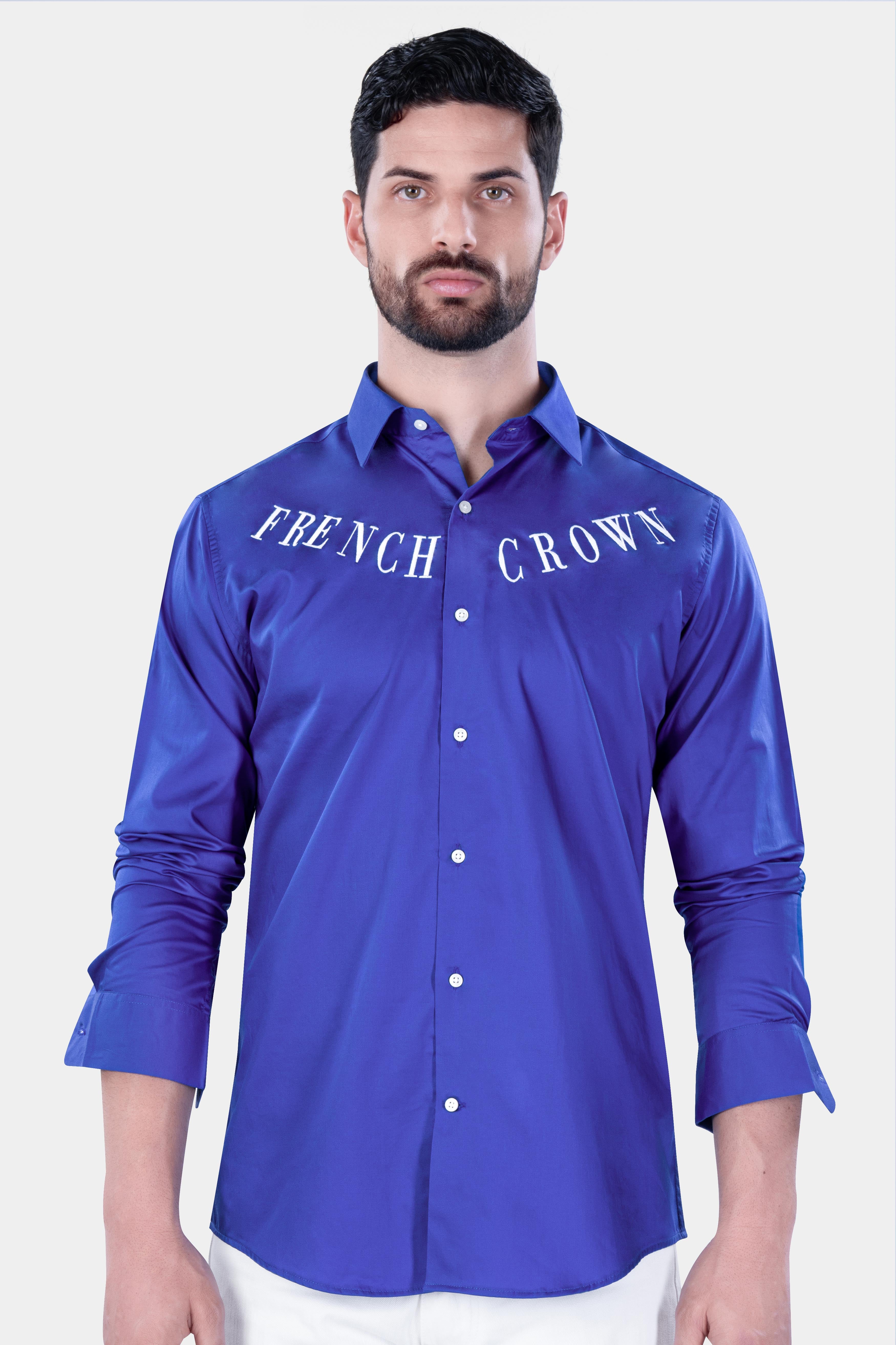 Cerulean Blue Brand Name Embroidered Subtle Sheen Super Soft Premium Cotton Designer Shirt 12102-E356-38, 12102-E356-H-38, 12102-E356-39, 12102-E356-H-39, 12102-E356-40, 12102-E356-H-40, 12102-E356-42, 12102-E356-H-42, 12102-E356-44, 12102-E356-H-44, 12102-E356-46, 12102-E356-H-46, 12102-E356-48, 12102-E356-H-48, 12102-E356-50, 12102-E356-H-50, 12102-E356-52, 12102-E356-H-52