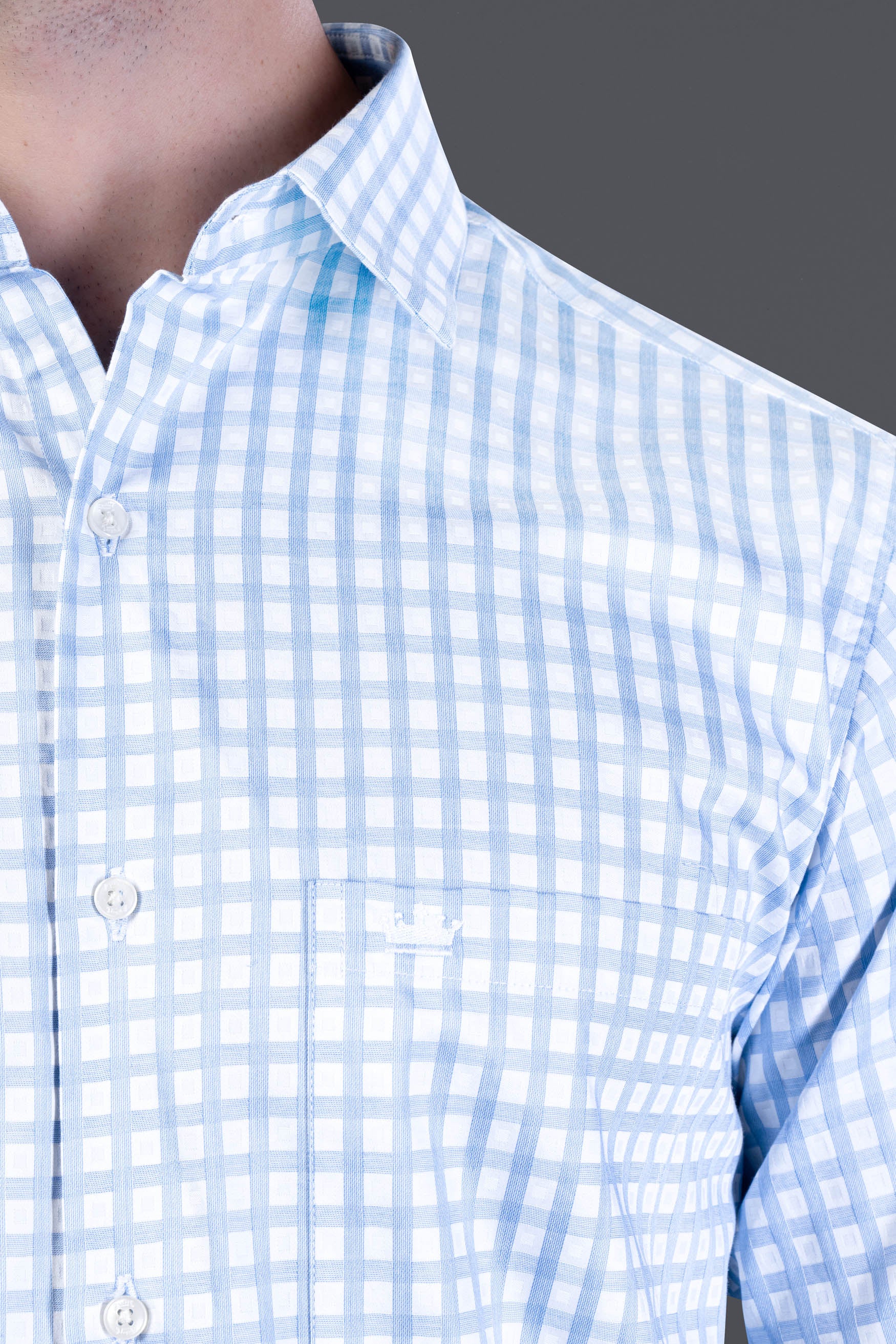Jordy Blue and White Checked Dobby Textured Premium Giza Cotton Shirt 12113-38, 12113-H-38, 12113-39, 12113-H-39, 12113-40, 12113-H-40, 12113-42, 12113-H-42, 12113-44, 12113-H-44, 12113-46, 12113-H-46, 12113-48, 12113-H-48, 12113-50, 12113-H-50, 12113-52, 12113-H-52