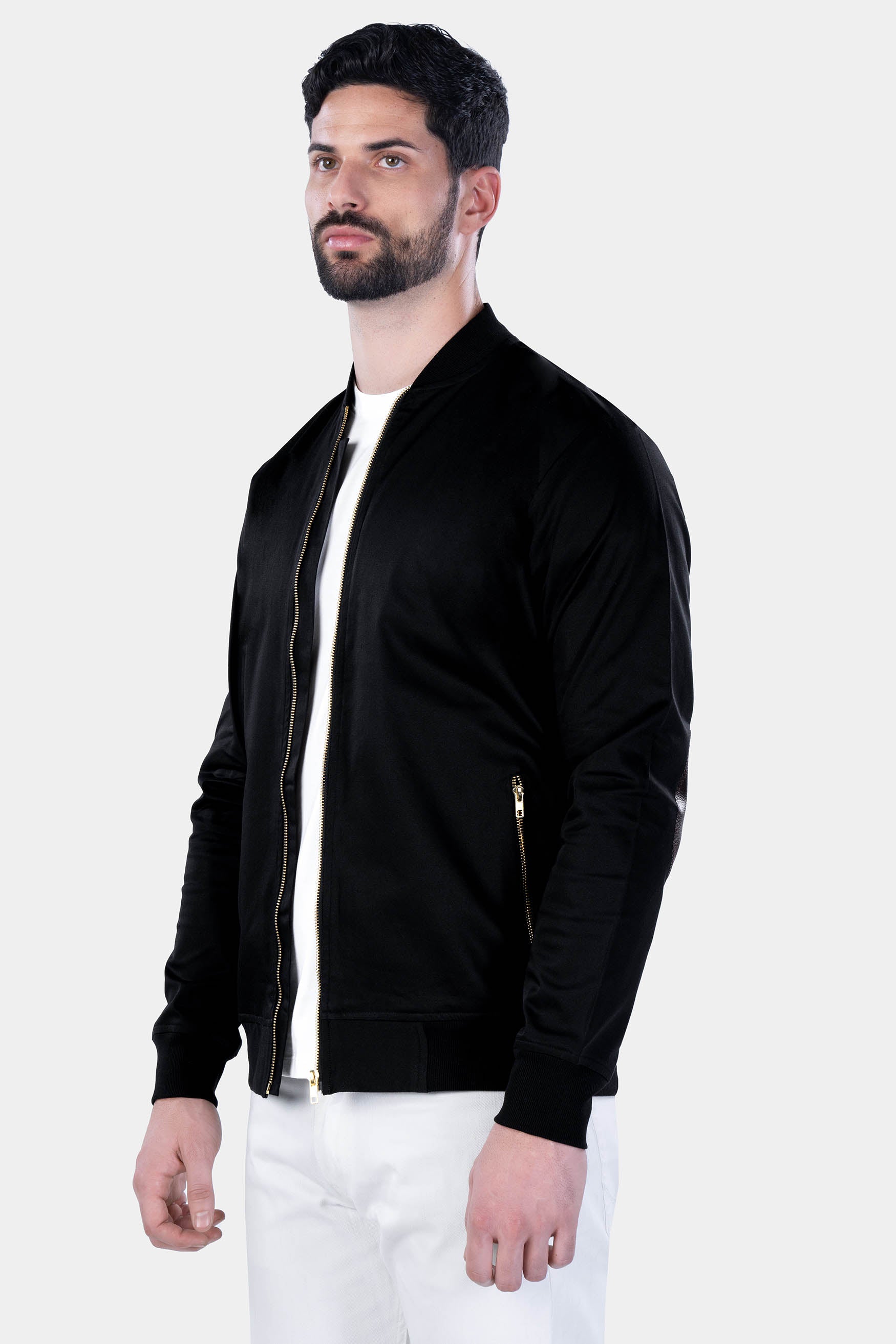 Jade Black Premium Cotton Bomber Jacket