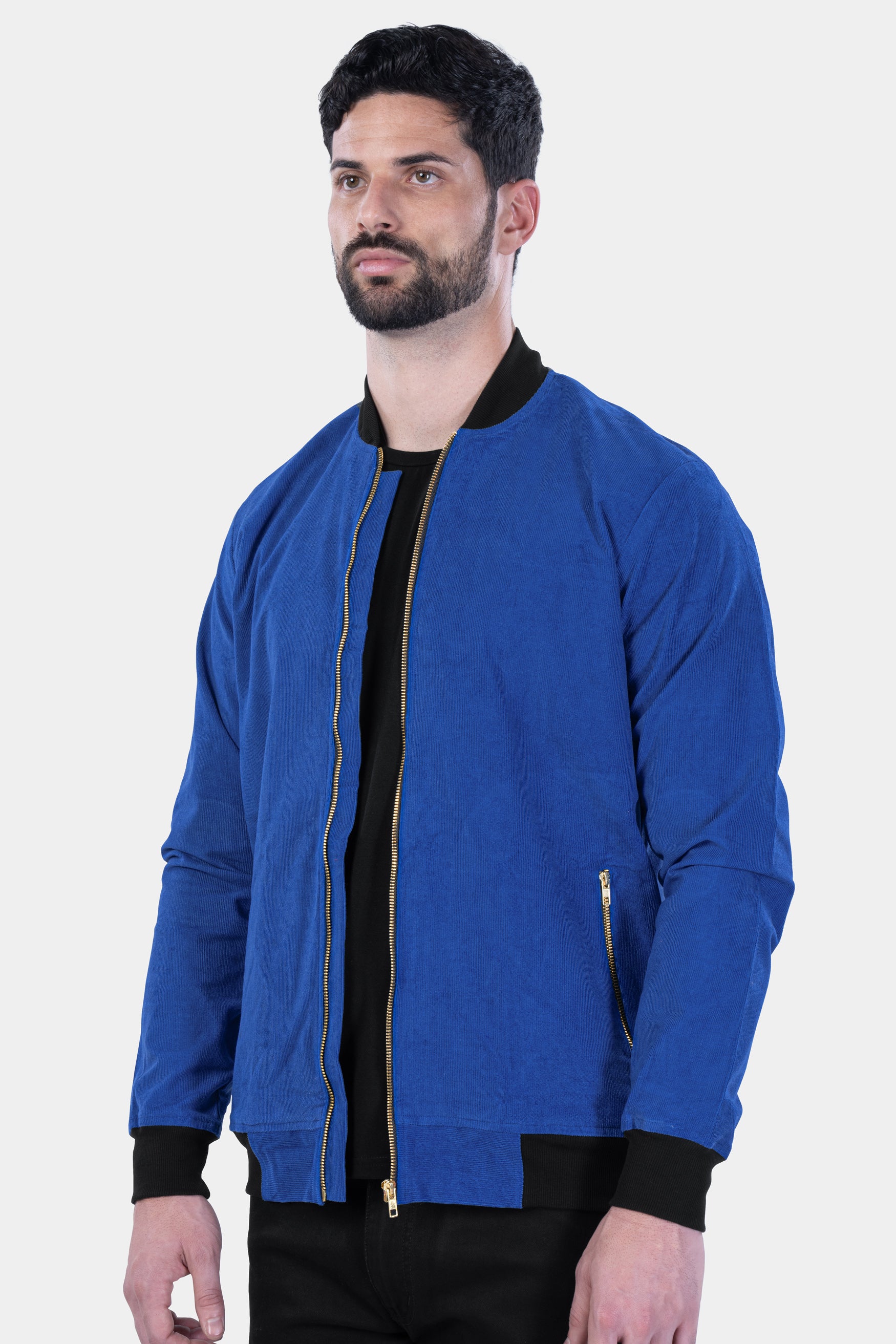 Catalina Blue Corduroy Premium Cotton Bomber Jacket