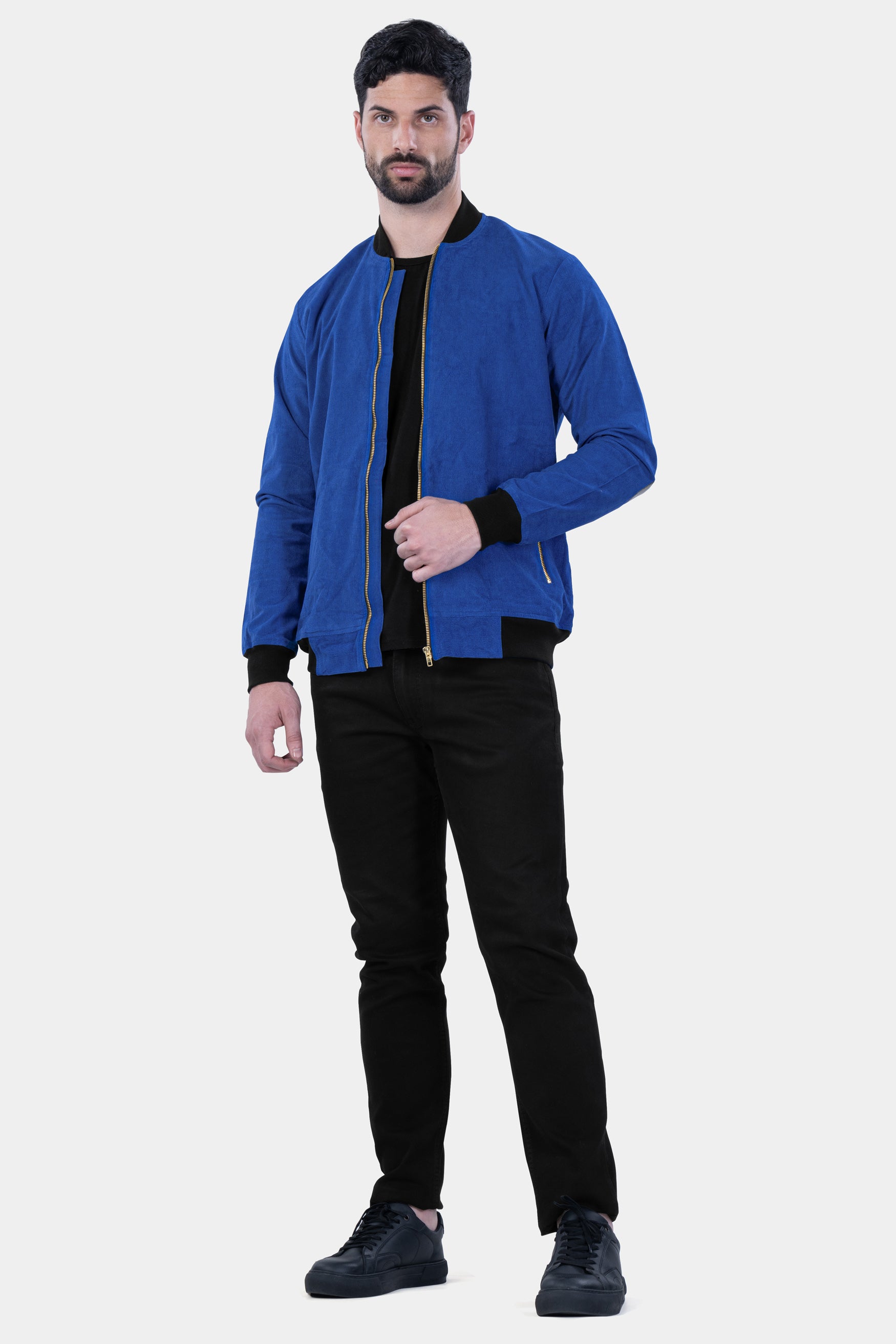 Catalina Blue Corduroy Premium Cotton Bomber Jacket