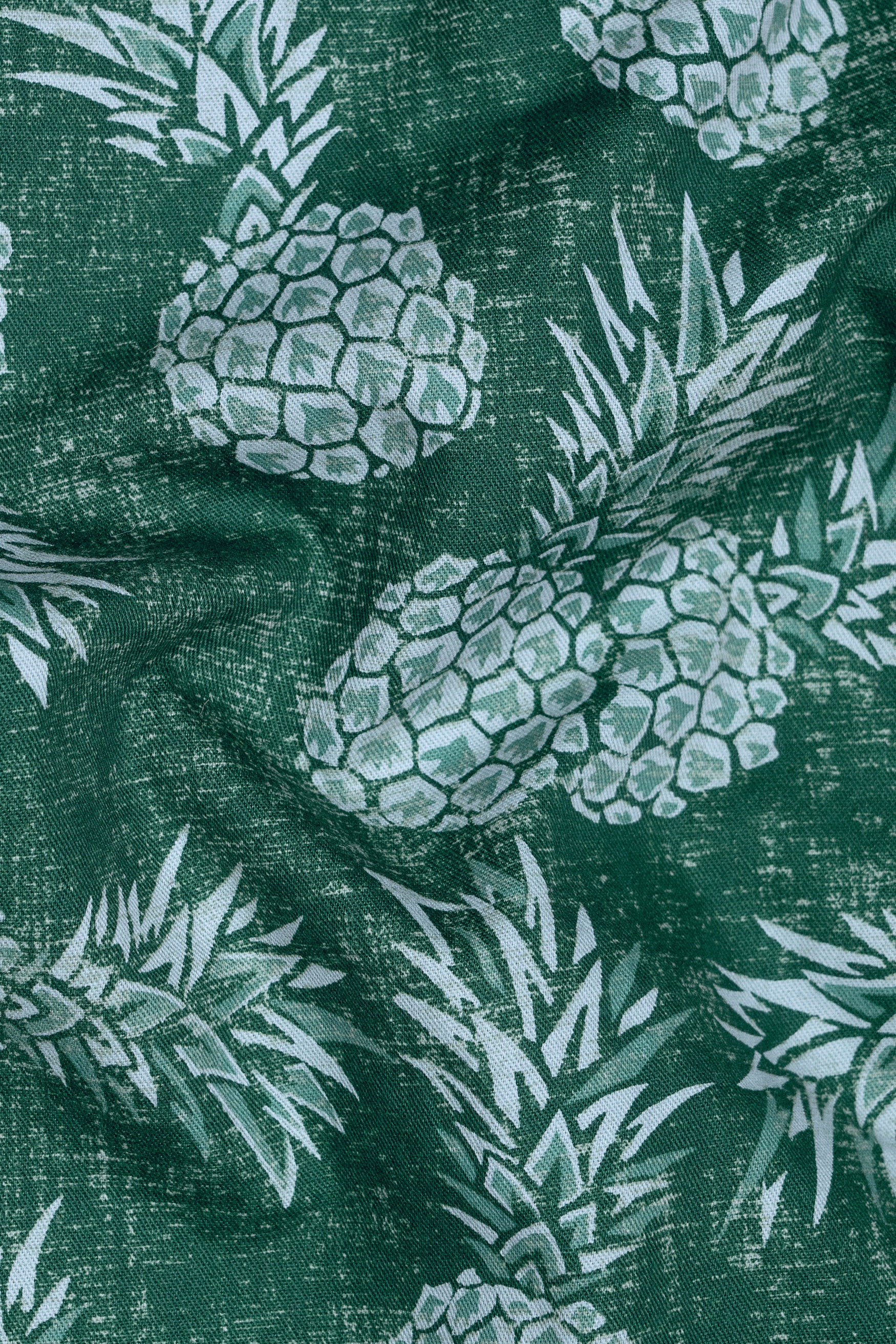 Plantation Green Pineapple Printed Premium Cotton Bomber Jacket