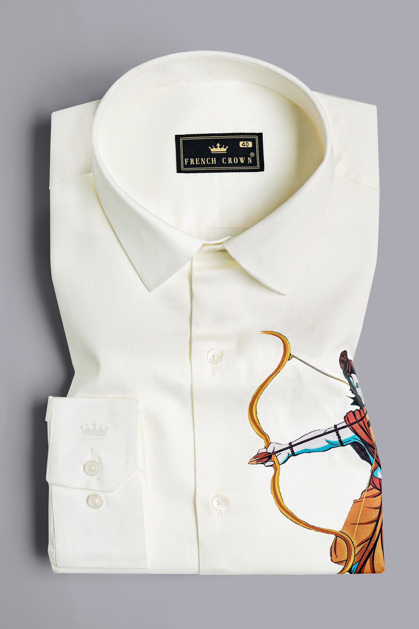 Merino Cream Lord Rama Printed Subtle Sheen Super Soft Premium Cotton Designer Shirt 12164-NP-RPRT125-38, 12164-NP-RPRT125-H-38, 12164-NP-RPRT125-39, 12164-NP-RPRT125-H-39, 12164-NP-RPRT125-40, 12164-NP-RPRT125-H-40, 12164-NP-RPRT125-42, 12164-NP-RPRT125-H-42, 12164-NP-RPRT125-44, 12164-NP-RPRT125-H-44, 12164-NP-RPRT125-46, 12164-NP-RPRT125-H-46, 12164-NP-RPRT125-48, 12164-NP-RPRT125-H-48, 12164-NP-RPRT125-50, 12164-NP-RPRT125-H-50, 12164-NP-RPRT125-52, 12164-NP-RPRT125-H-52