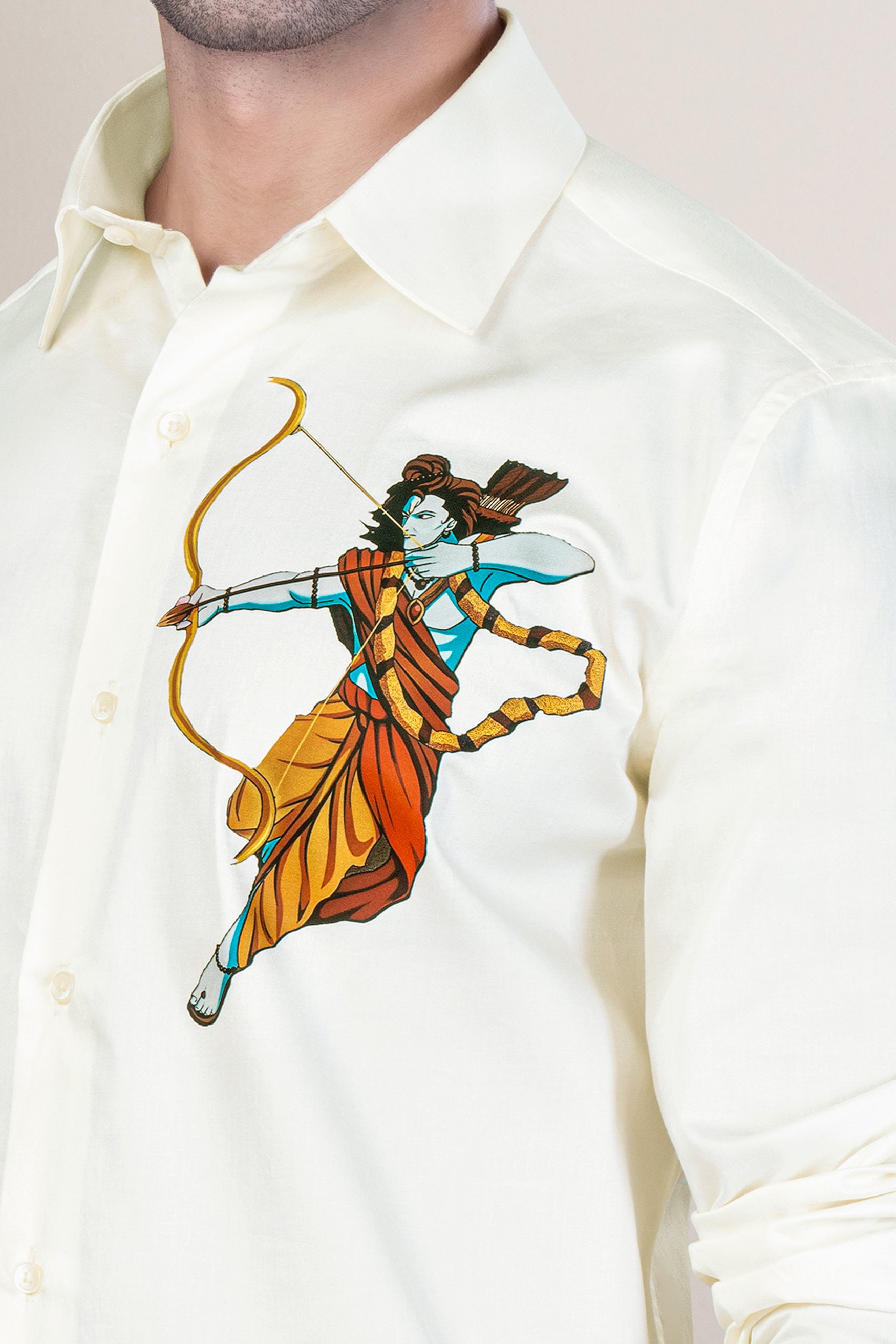 Merino Cream Lord Rama Printed Subtle Sheen Super Soft Premium Cotton Designer Shirt 12164-NP-RPRT125-38, 12164-NP-RPRT125-H-38, 12164-NP-RPRT125-39, 12164-NP-RPRT125-H-39, 12164-NP-RPRT125-40, 12164-NP-RPRT125-H-40, 12164-NP-RPRT125-42, 12164-NP-RPRT125-H-42, 12164-NP-RPRT125-44, 12164-NP-RPRT125-H-44, 12164-NP-RPRT125-46, 12164-NP-RPRT125-H-46, 12164-NP-RPRT125-48, 12164-NP-RPRT125-H-48, 12164-NP-RPRT125-50, 12164-NP-RPRT125-H-50, 12164-NP-RPRT125-52, 12164-NP-RPRT125-H-52