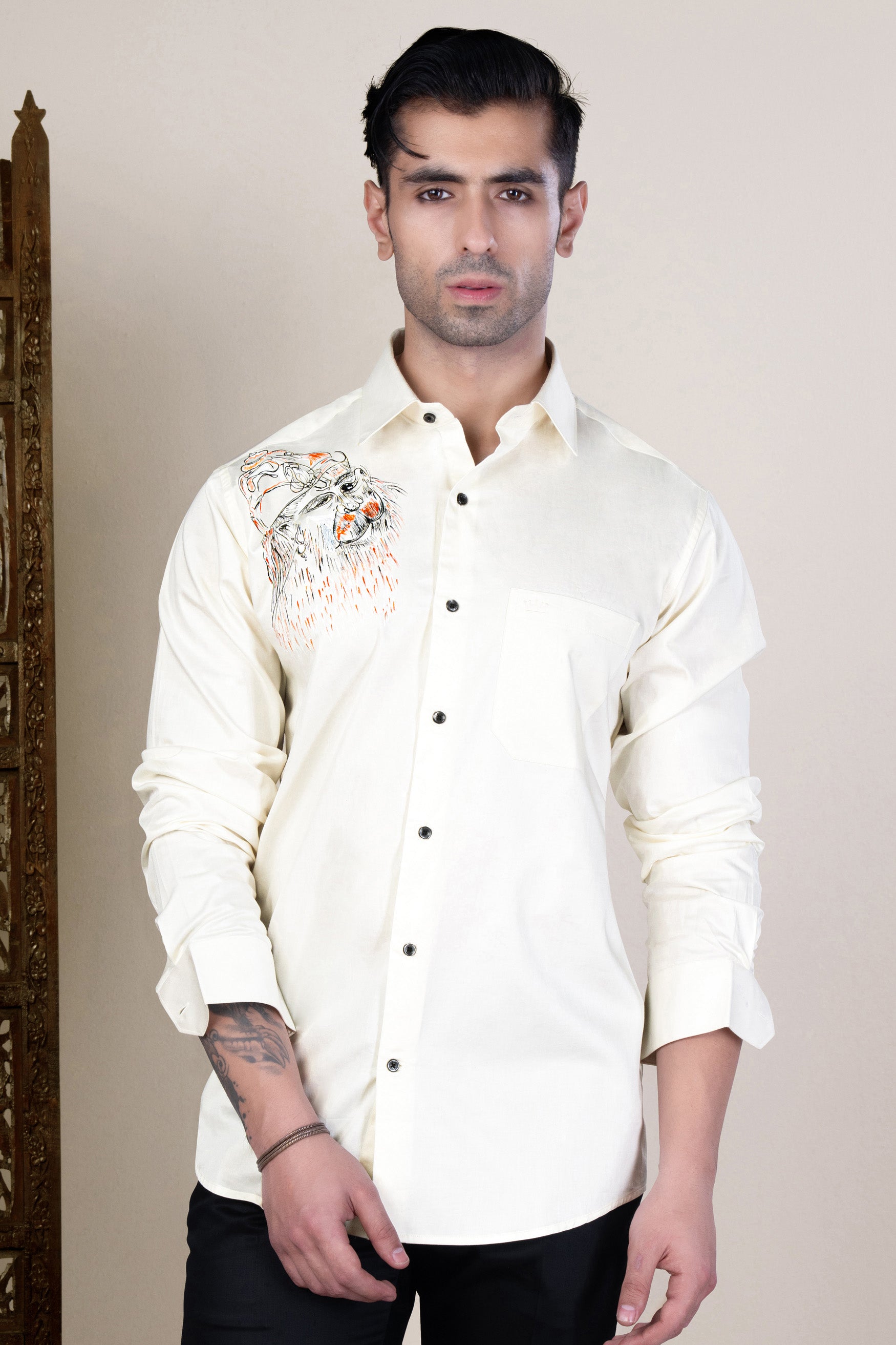 Desert Storm Lord Hanuman Hand Painted Subtle Sheen Super Soft Premium Cotton Designer Shirt 12165-BLK-ART-38, 12165-BLK-ART-H-38, 12165-BLK-ART-39, 12165-BLK-ART-H-39, 12165-BLK-ART-40, 12165-BLK-ART-H-40, 12165-BLK-ART-42, 12165-BLK-ART-H-42, 12165-BLK-ART-44, 12165-BLK-ART-H-44, 12165-BLK-ART-46, 12165-BLK-ART-H-46, 12165-BLK-ART-48, 12165-BLK-ART-H-48, 12165-BLK-ART-50, 12165-BLK-ART-H-50, 12165-BLK-ART-52, 12165-BLK-ART-H-52