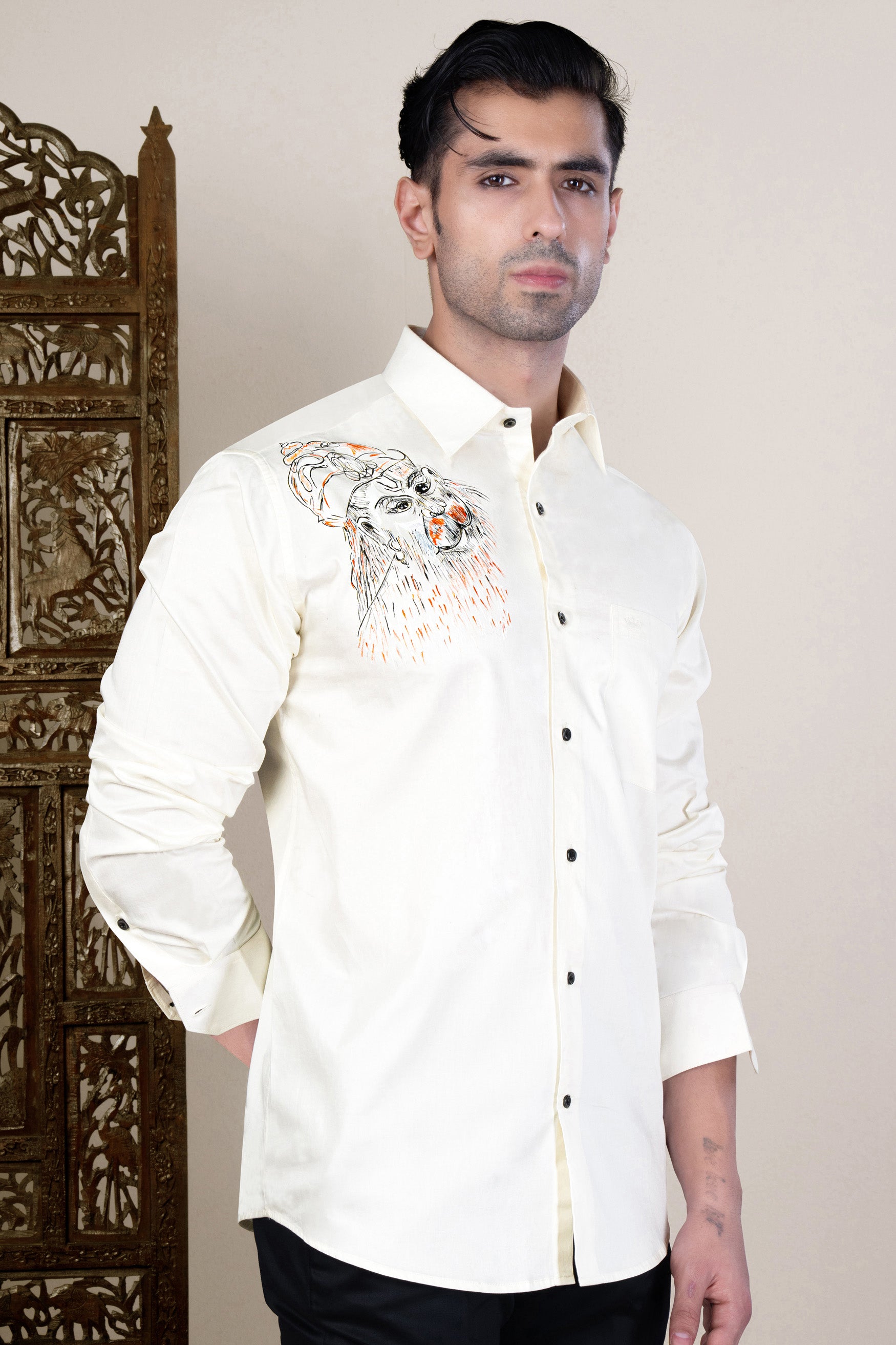Desert Storm Lord Hanuman Hand Painted Subtle Sheen Super Soft Premium Cotton Designer Shirt 12165-BLK-ART-38, 12165-BLK-ART-H-38, 12165-BLK-ART-39, 12165-BLK-ART-H-39, 12165-BLK-ART-40, 12165-BLK-ART-H-40, 12165-BLK-ART-42, 12165-BLK-ART-H-42, 12165-BLK-ART-44, 12165-BLK-ART-H-44, 12165-BLK-ART-46, 12165-BLK-ART-H-46, 12165-BLK-ART-48, 12165-BLK-ART-H-48, 12165-BLK-ART-50, 12165-BLK-ART-H-50, 12165-BLK-ART-52, 12165-BLK-ART-H-52