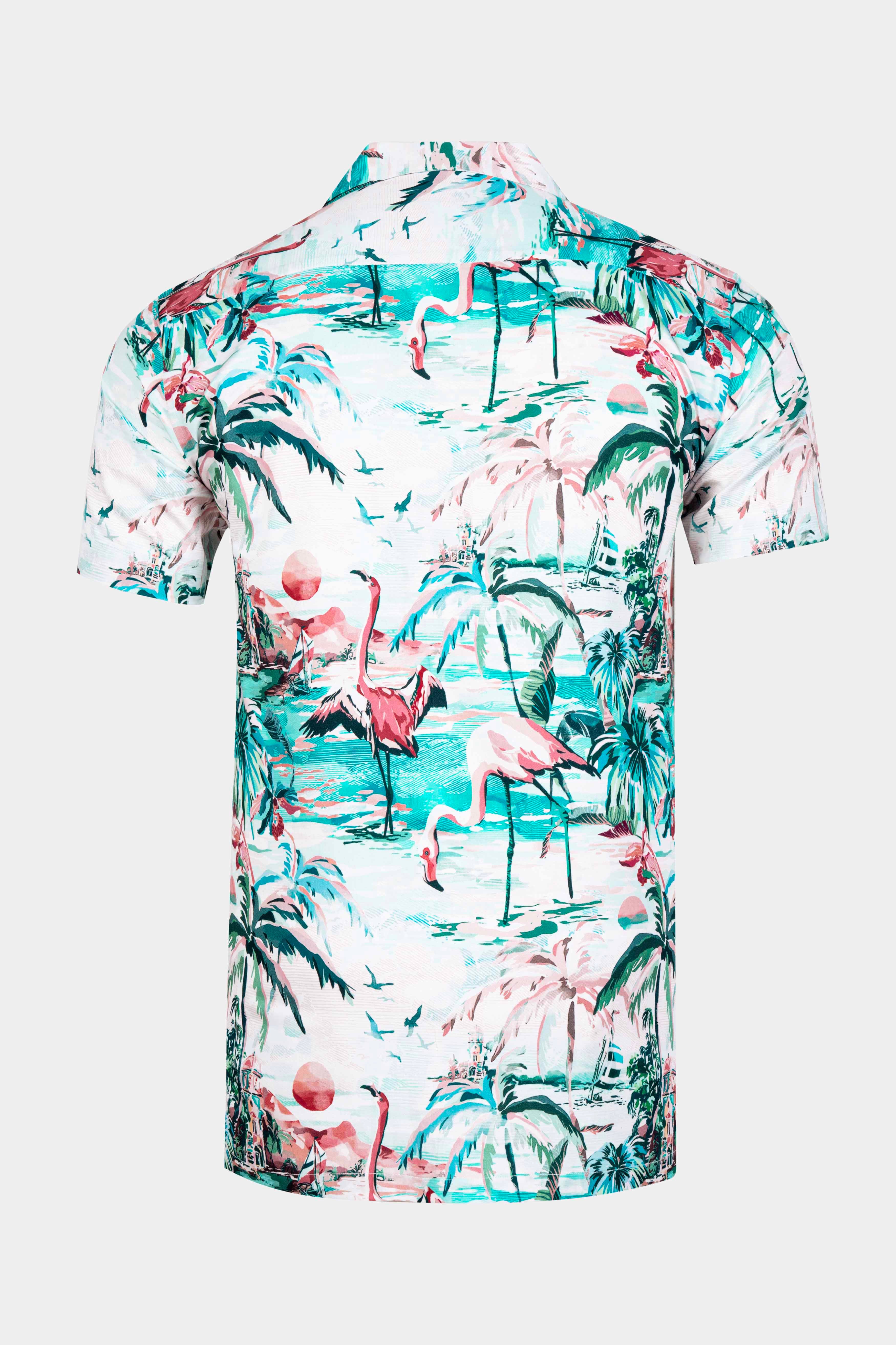 Bright White and William Green Multicolour Tropical Printed Subtle Sheen Super Soft Premium Cotton Designer Shirt 12182-CC-SS-38, 12182-CC-SS-39, 12182-CC-SS-40, 12182-CC-SS-42, 12182-CC-SS-44, 12182-CC-SS-46, 12182-CC-SS-48, 12182-CC-SS-50, 12182-CC-SS-52