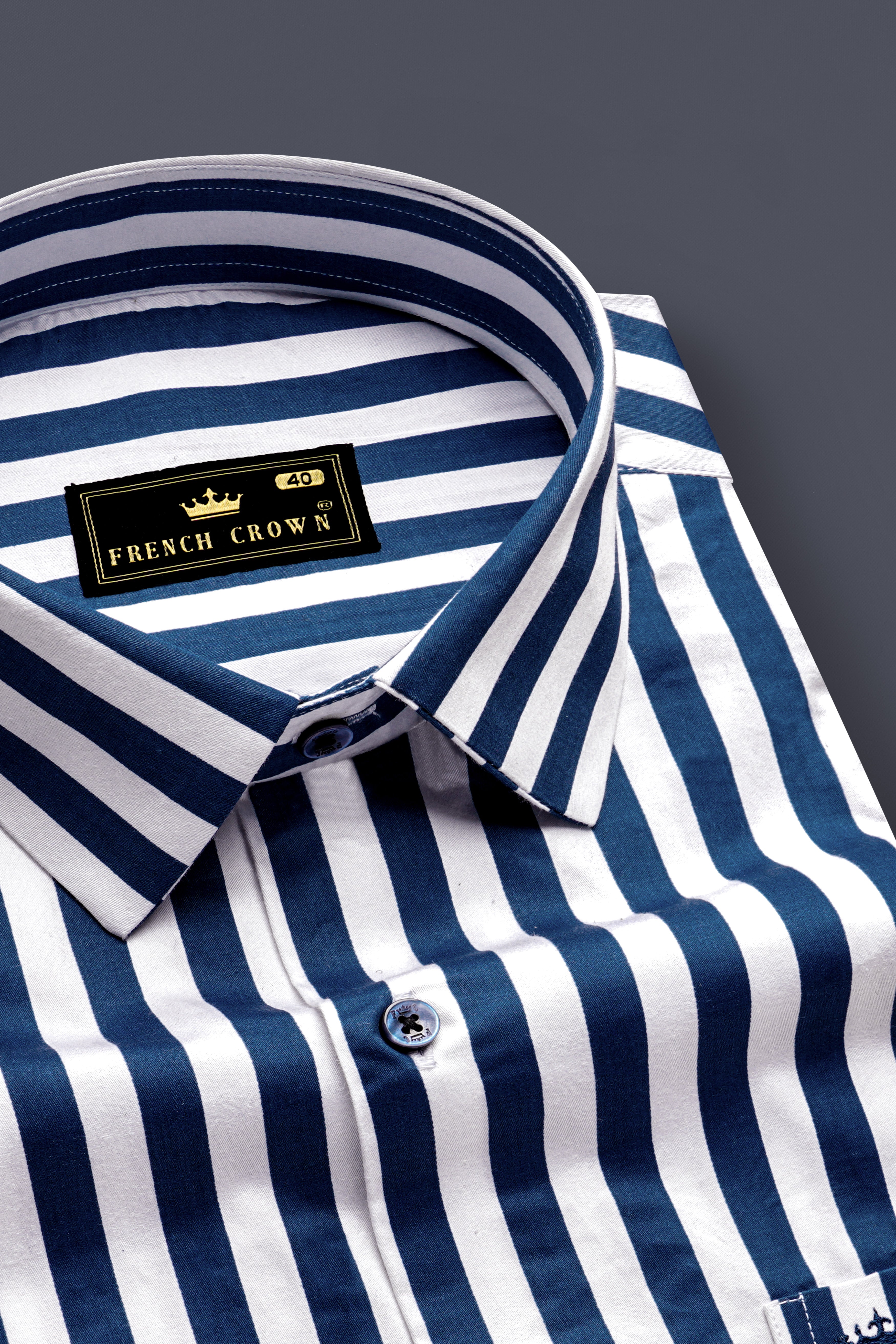 Regal Blue and Bright White Striped Subtle Sheen Super Soft Premium Cotton Designer Shirt