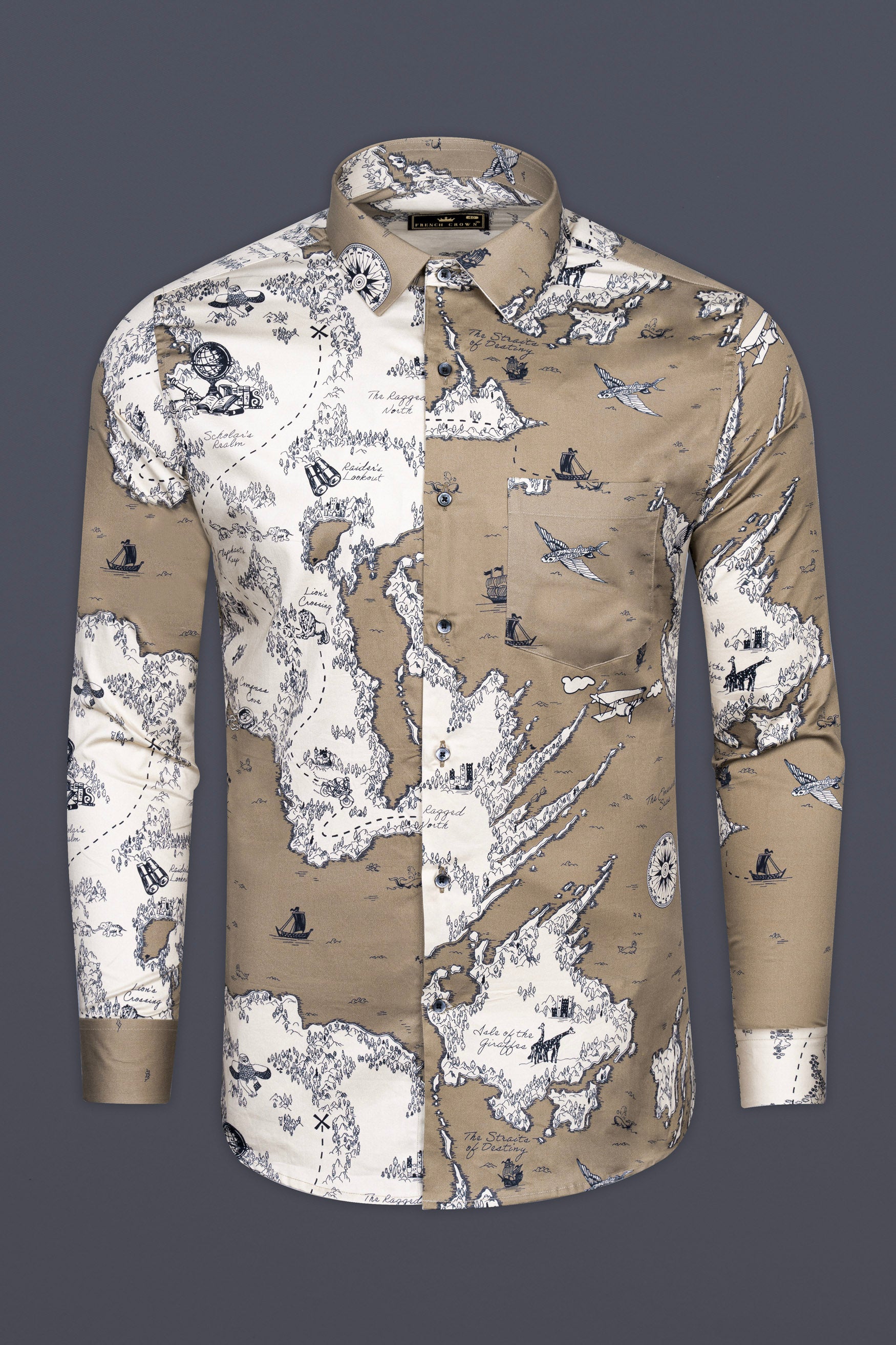 Makara Brown and Pastel Beige Map Printed Subtle Sheen Super Soft Premium Cotton Designer Shirt 12254-BLK-38, 12254-BLK-H-38, 12254-BLK-39, 12254-BLK-H-39, 12254-BLK-40, 12254-BLK-H-40, 12254-BLK-42, 12254-BLK-H-42, 12254-BLK-44, 12254-BLK-H-44, 12254-BLK-46, 12254-BLK-H-46, 12254-BLK-48, 12254-BLK-H-48, 12254-BLK-50, 12254-BLK-H-50, 12254-BLK-52, 12254-BLK-H-52